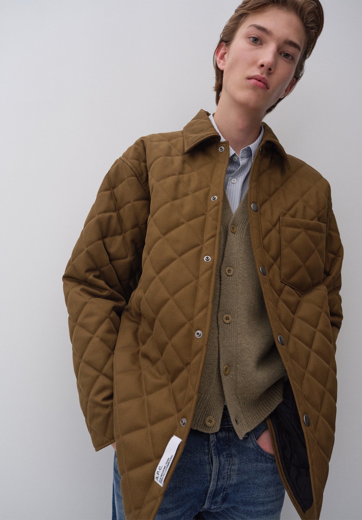 Khaki quilted wool jacket