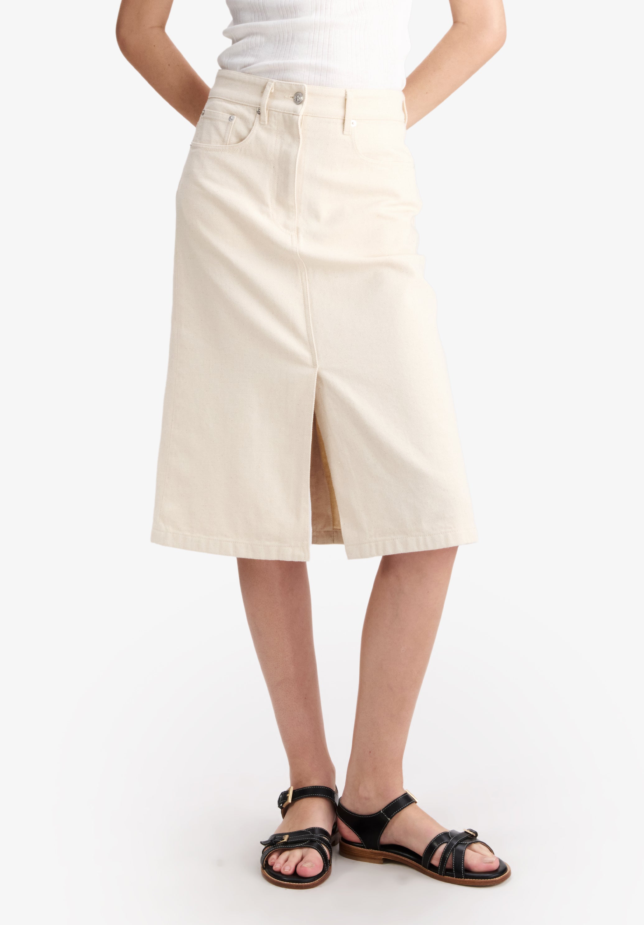 Off-white denim split skirt