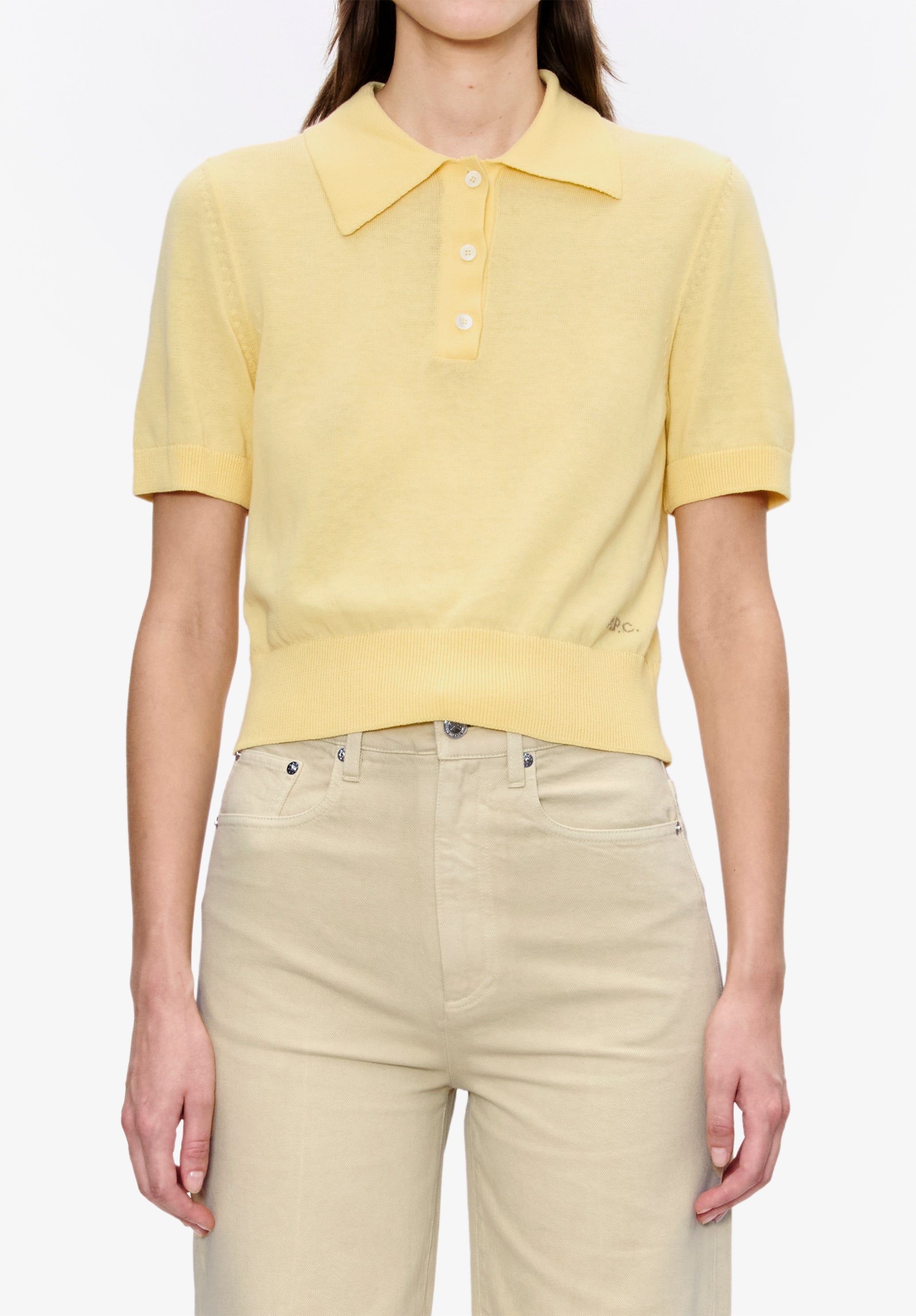 Solid-colour polo shirt in cotton crepe - 4