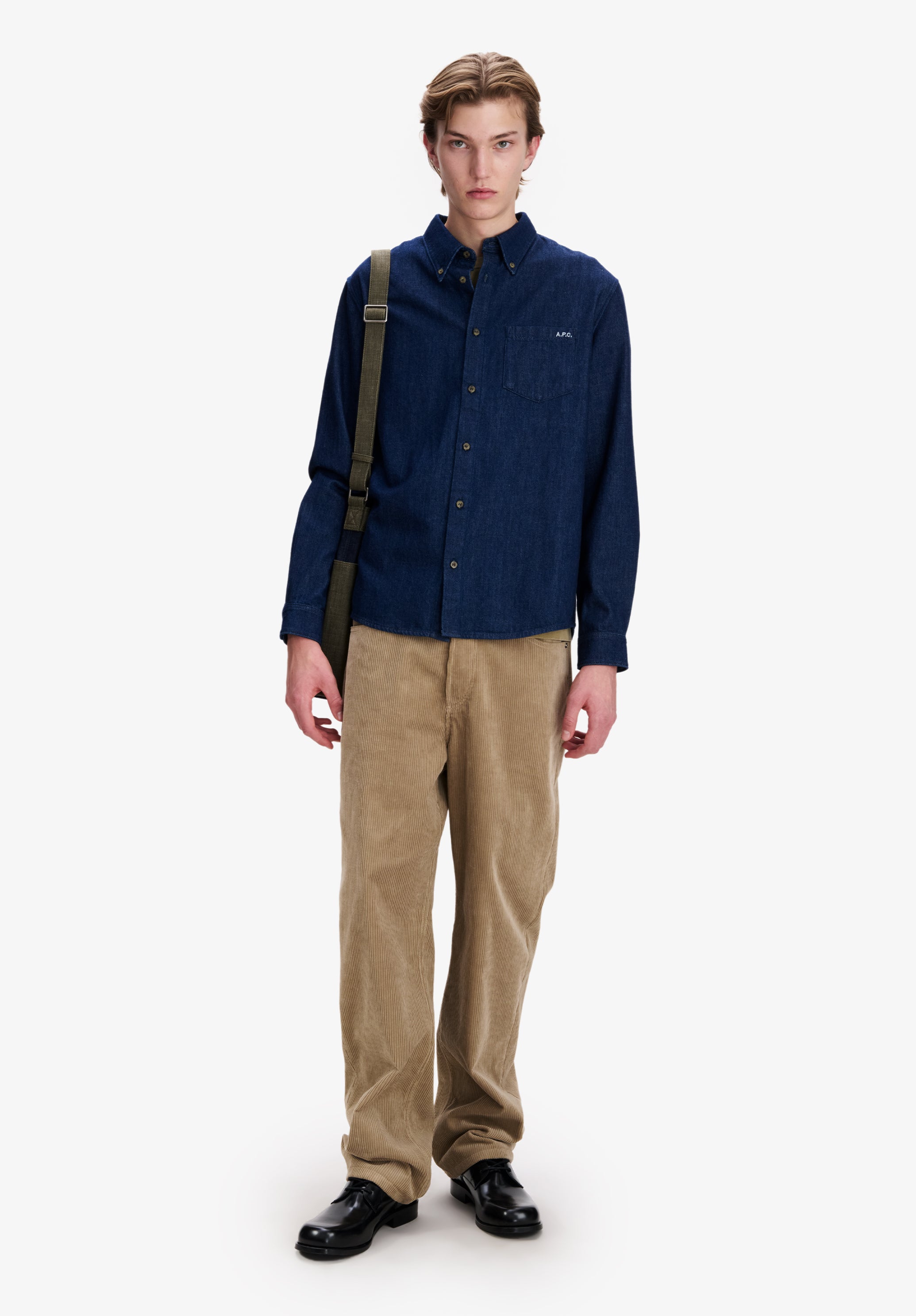 Indigo blue lightweight denim shirt - 1