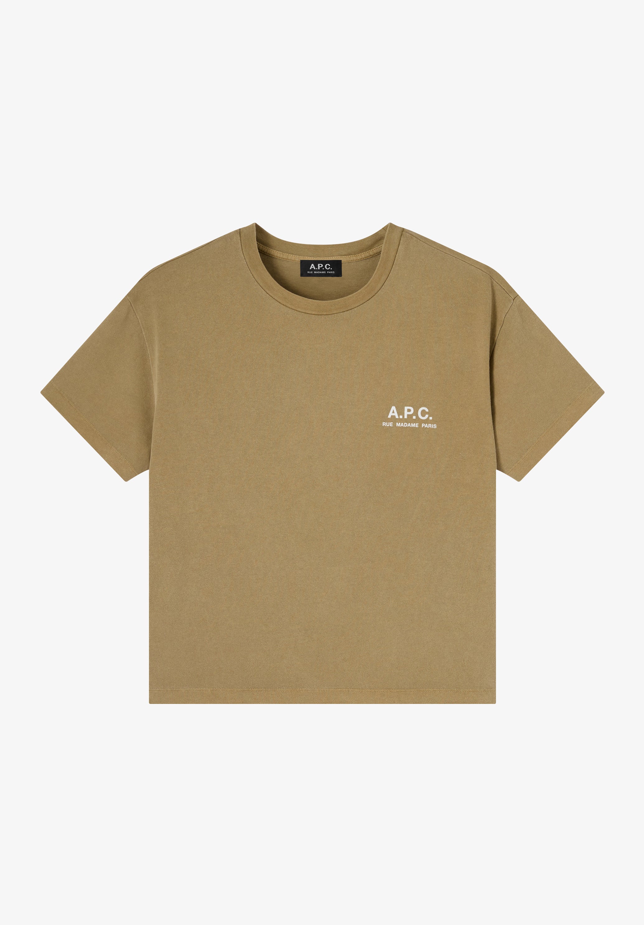 Khaki t-shirt with A.P.C. Rue Madame logo - 0