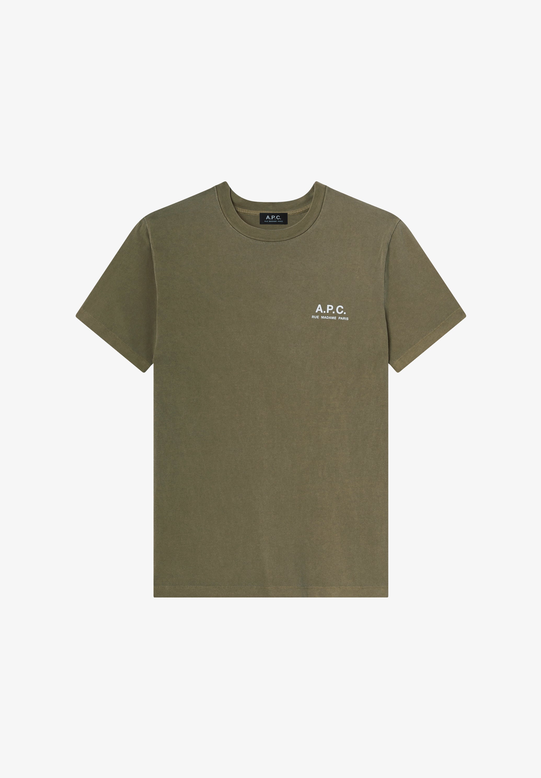 Khaki t-shirt with A.P.C. Rue Madame logo - 0