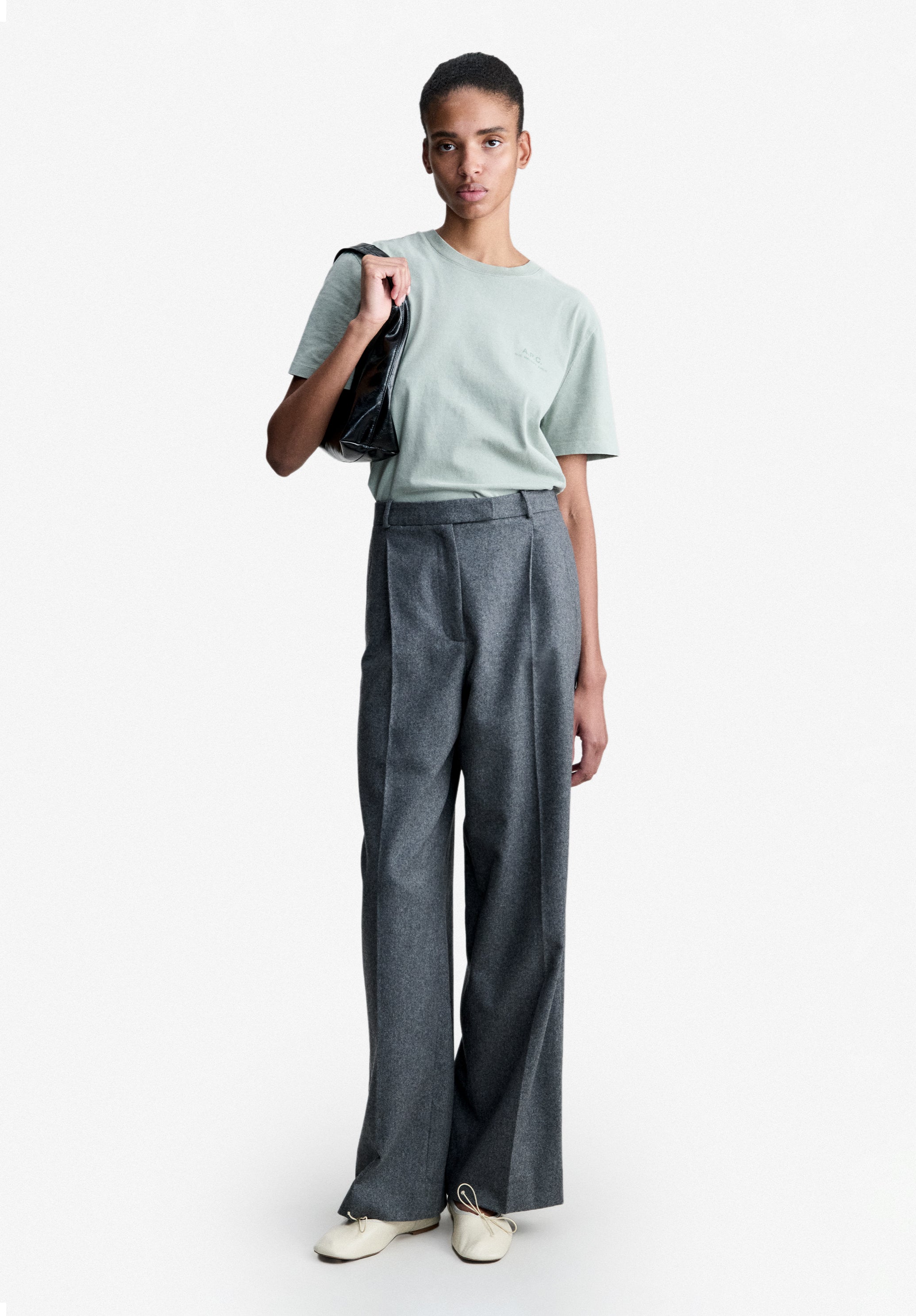 Grey-green T-shirt with A.P.C. Rue Madame logo - 1