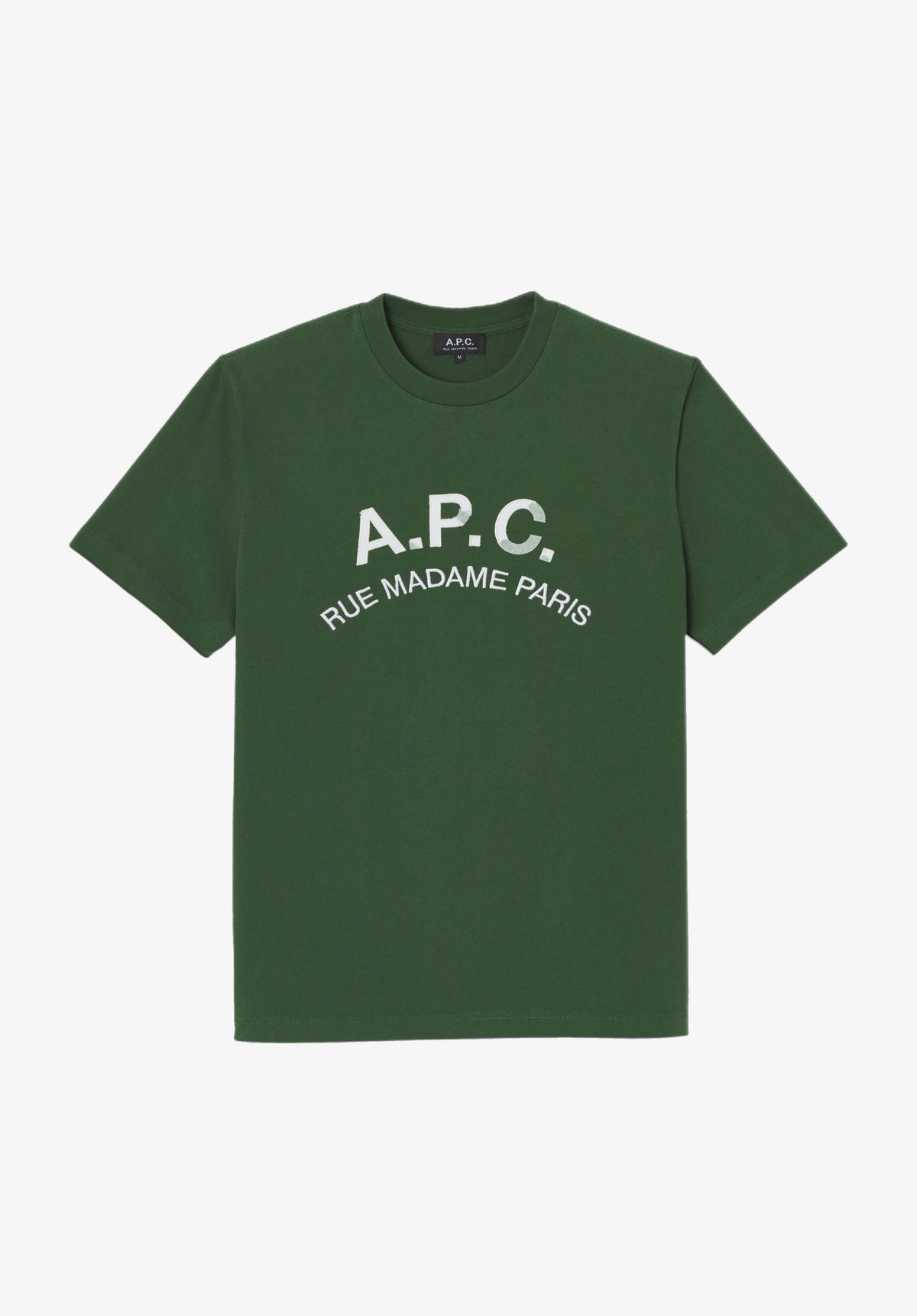Dark green t-shirt with vintage-effect A.P.C. logo