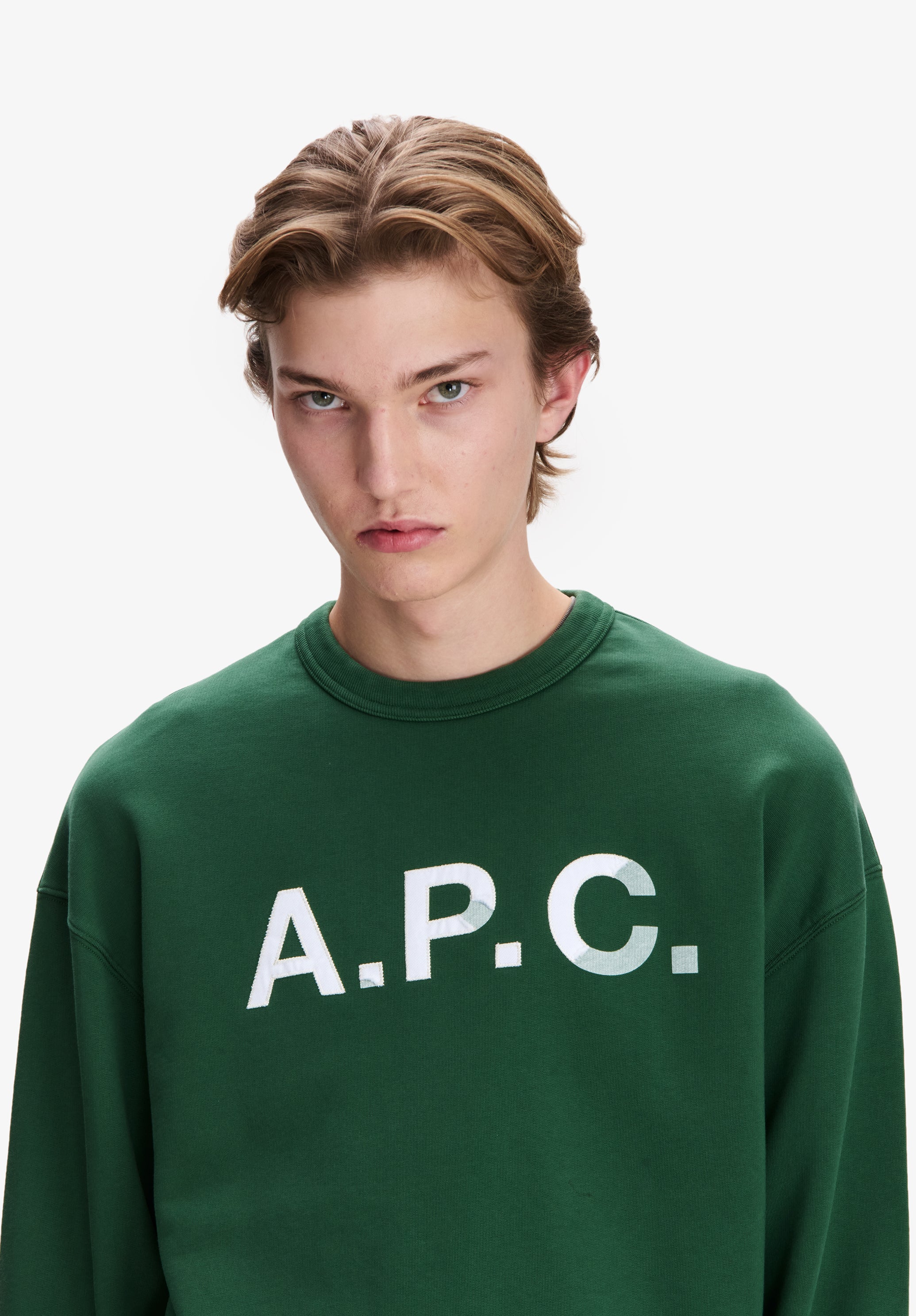 Dark green sweatshirt with vintage-effect A.P.C. logo - 3