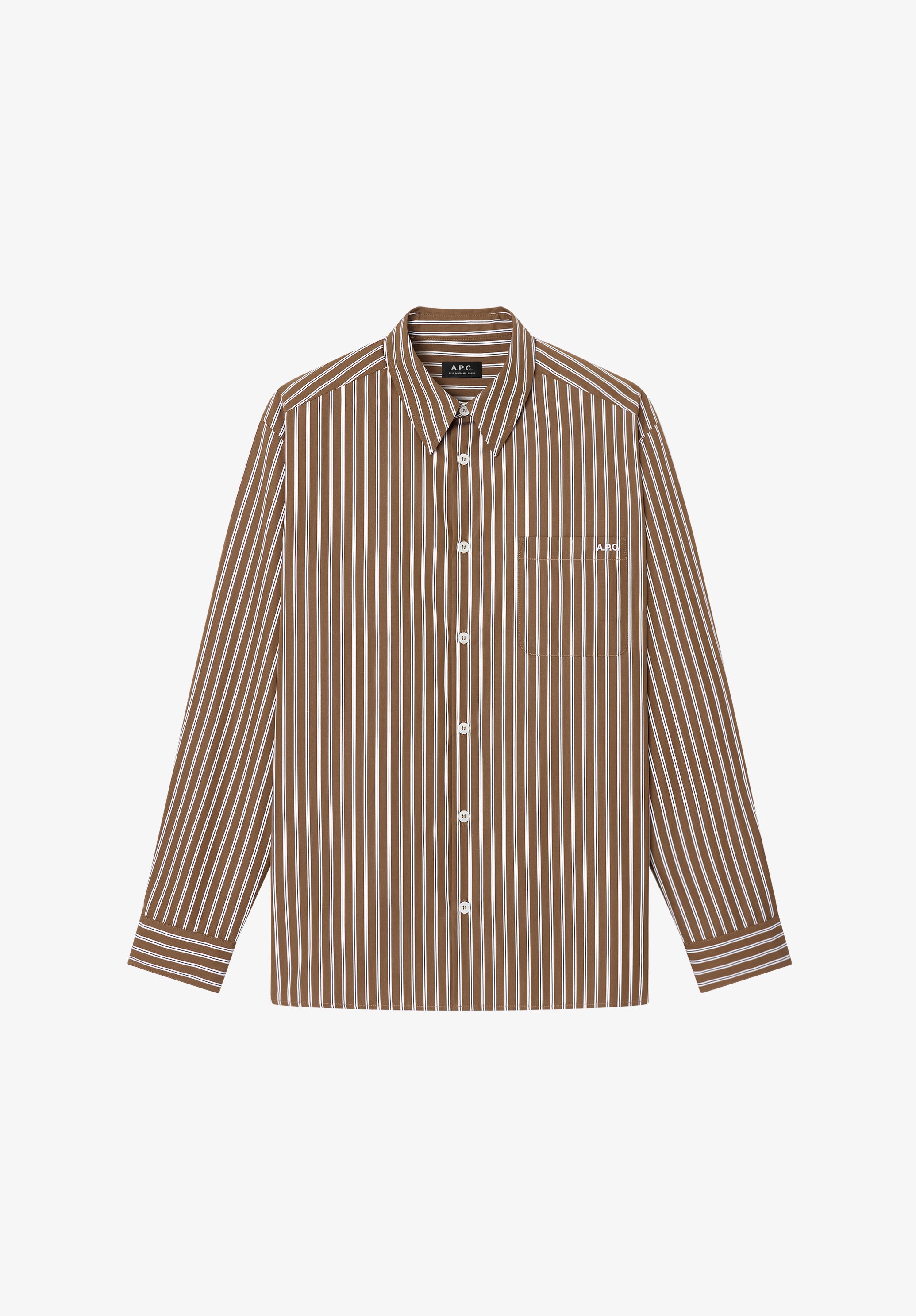 Loose-fit chestnut brown striped shirt - 0