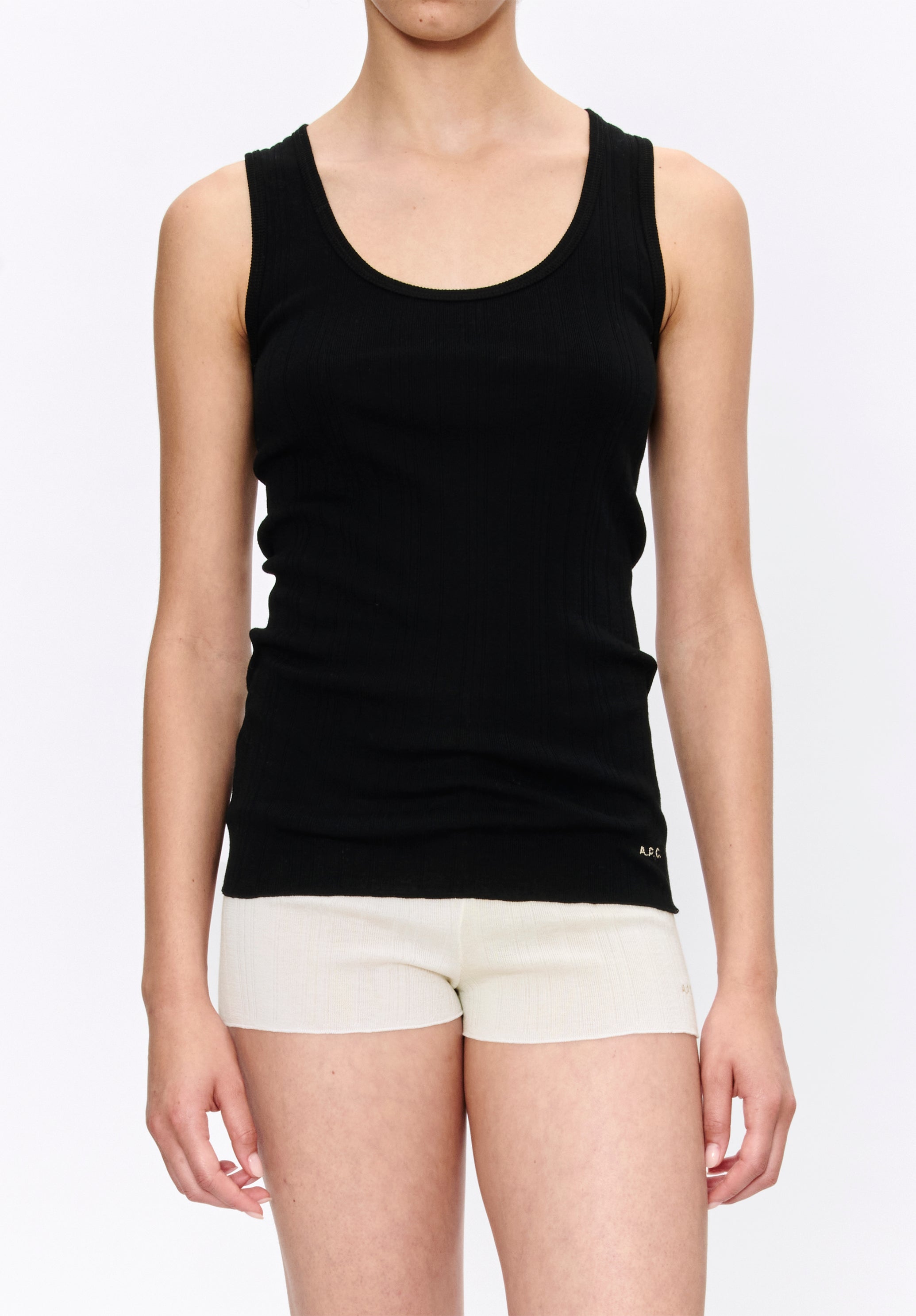 Fitted Lisle thread tank top - 4
