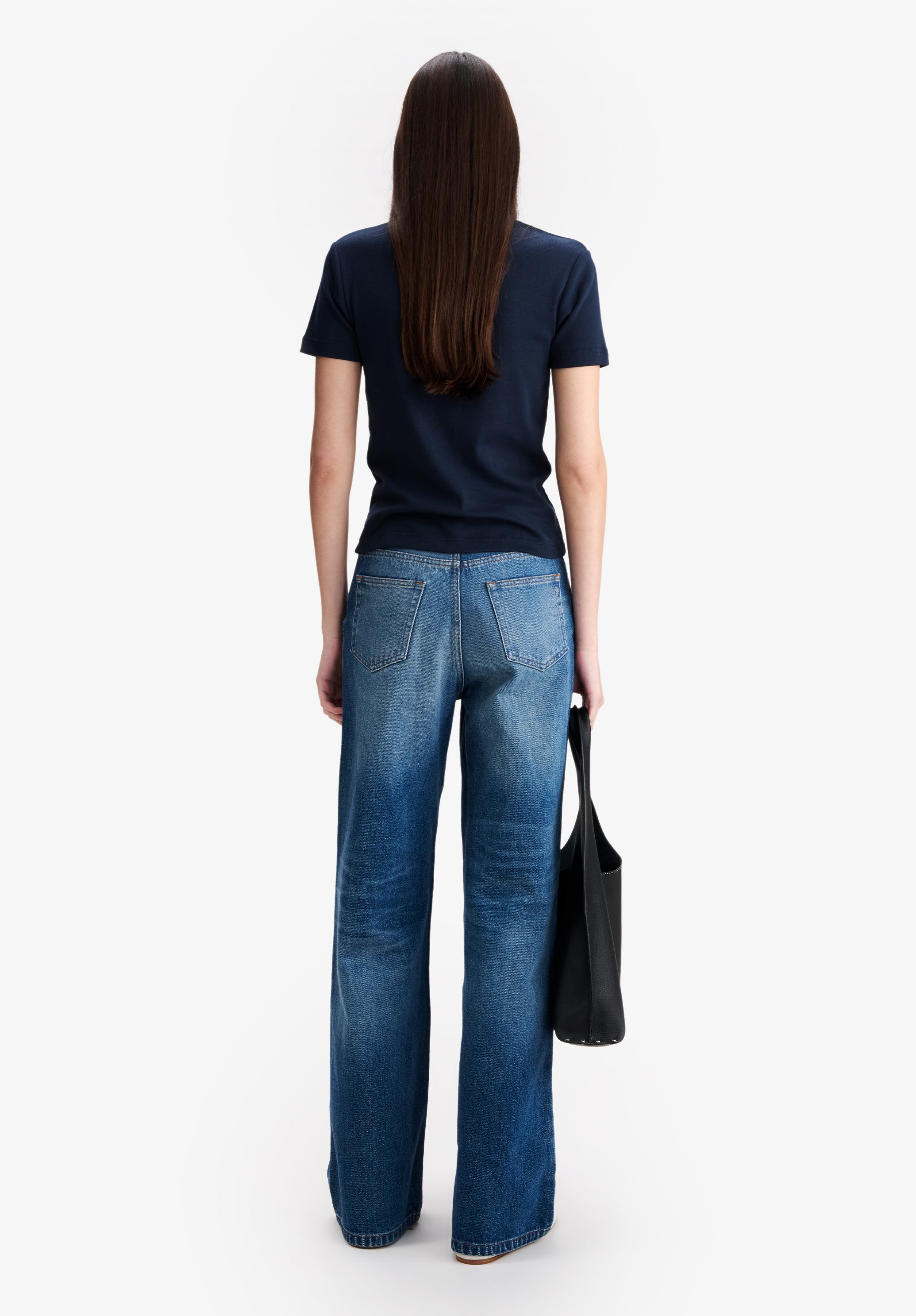 Fitted navy blue organic cotton t-shirt - 2