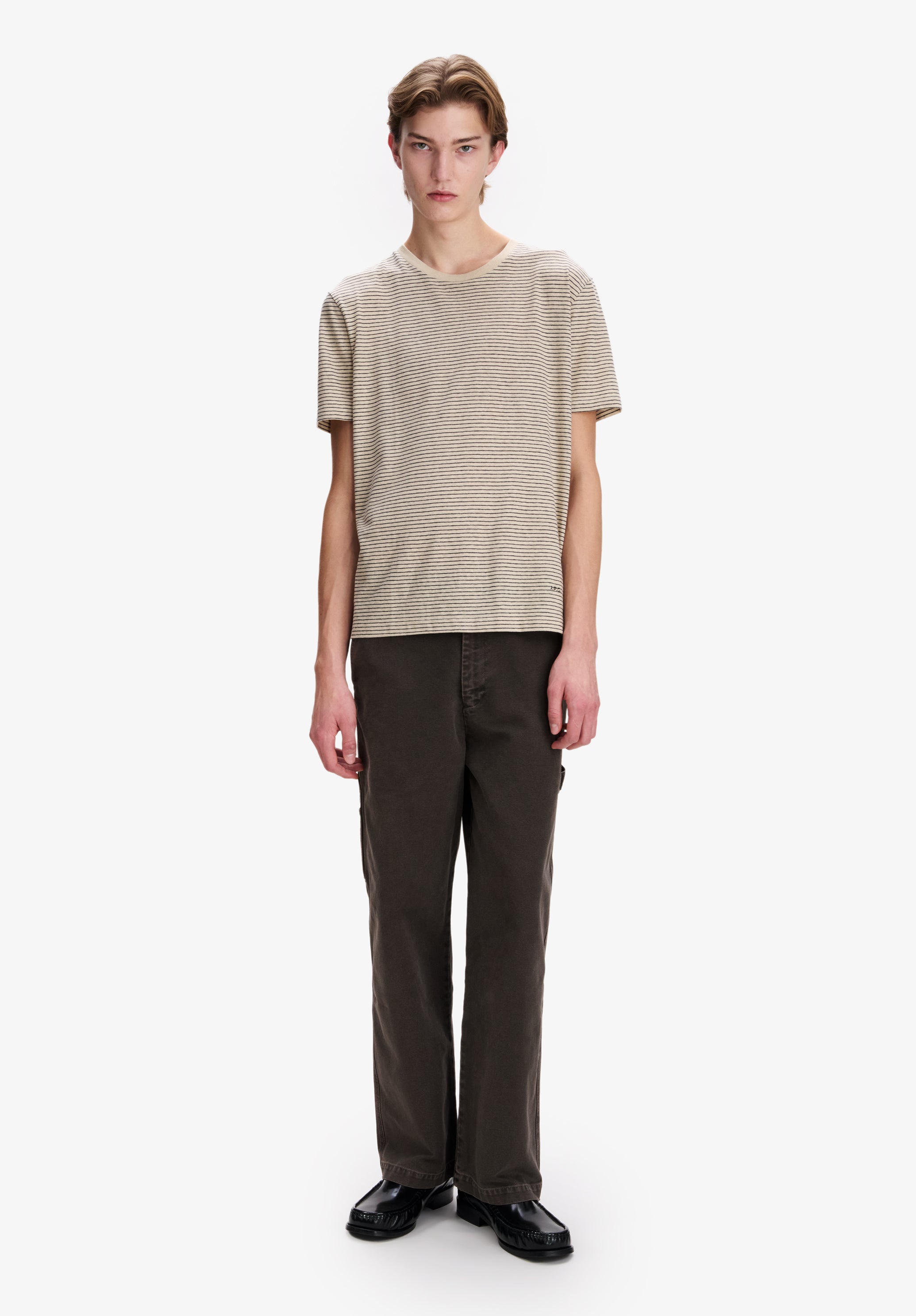 Ecru t-shirt with black stripes - 1