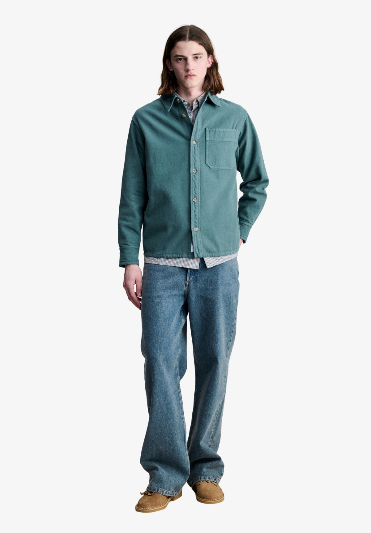 Loose-fit green overshirt - 1