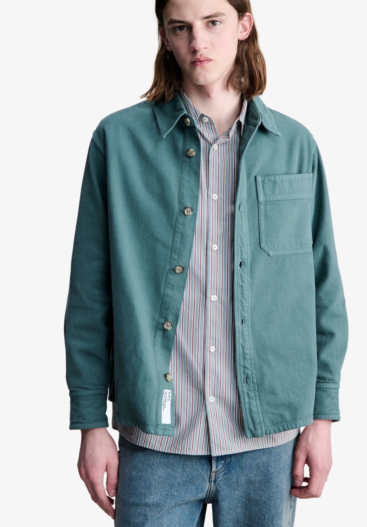 Loose-fit green overshirt - 3