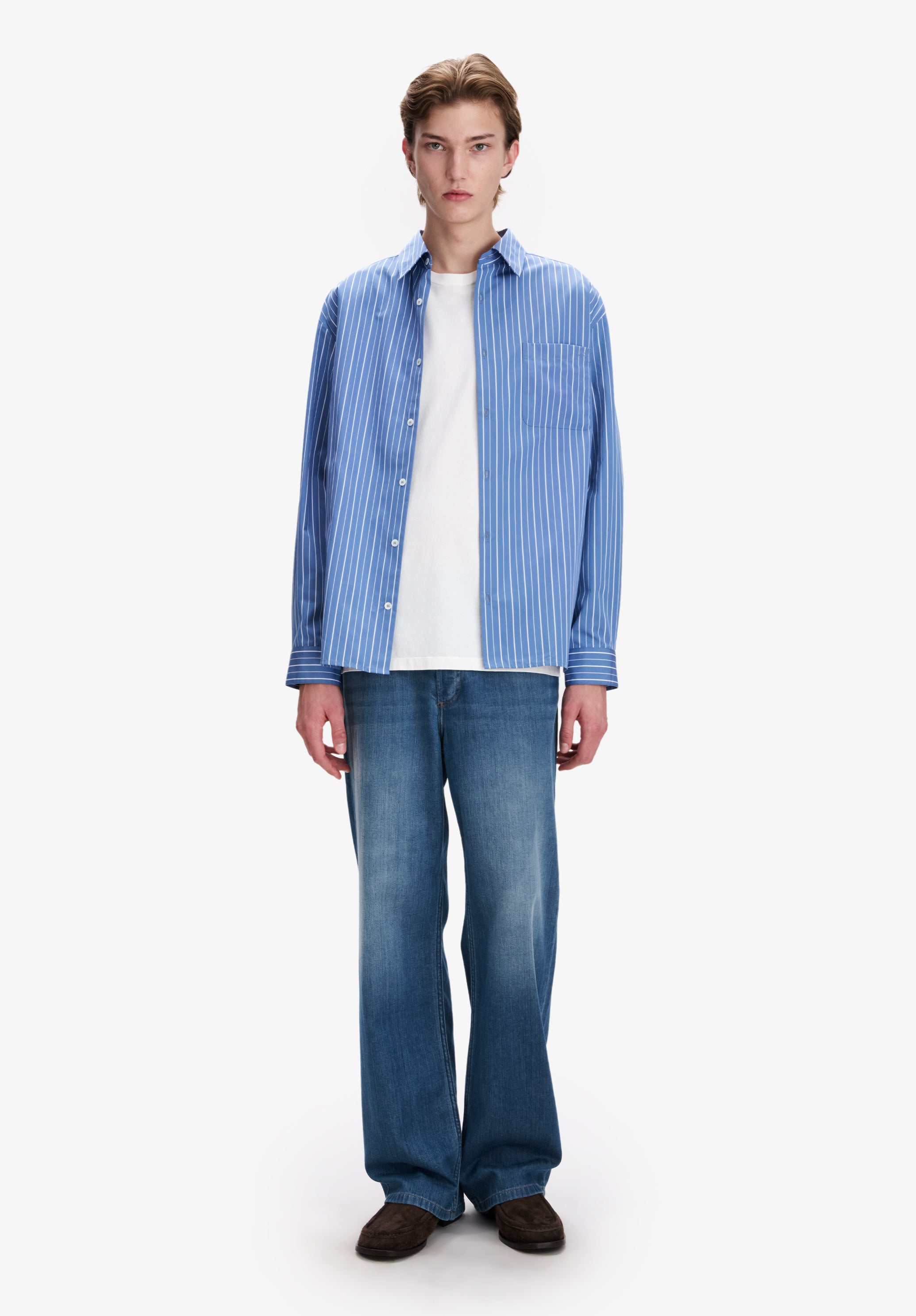 Blue shirt with white stripes - 1