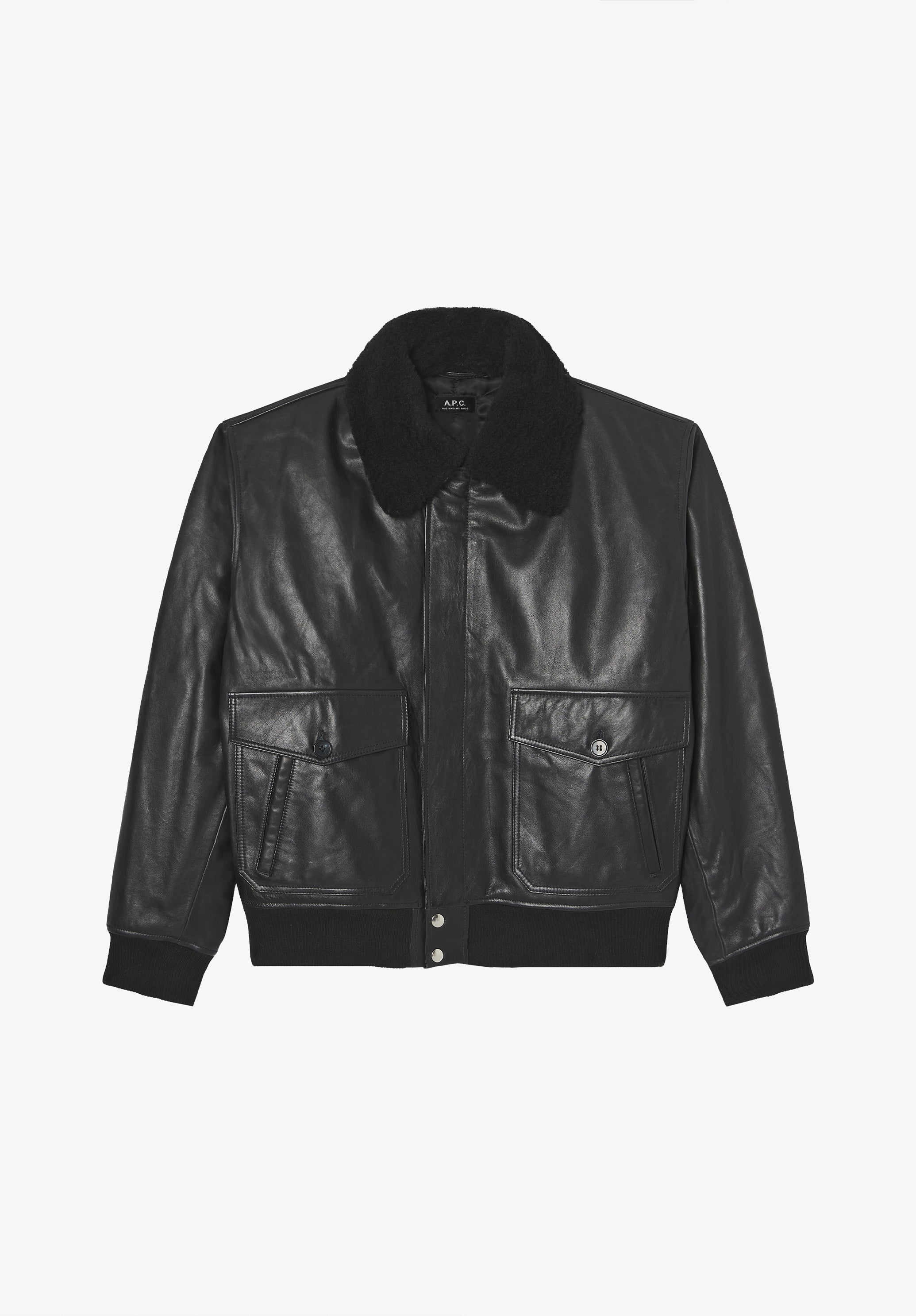 Schwarze Bomberjacke aus Leder