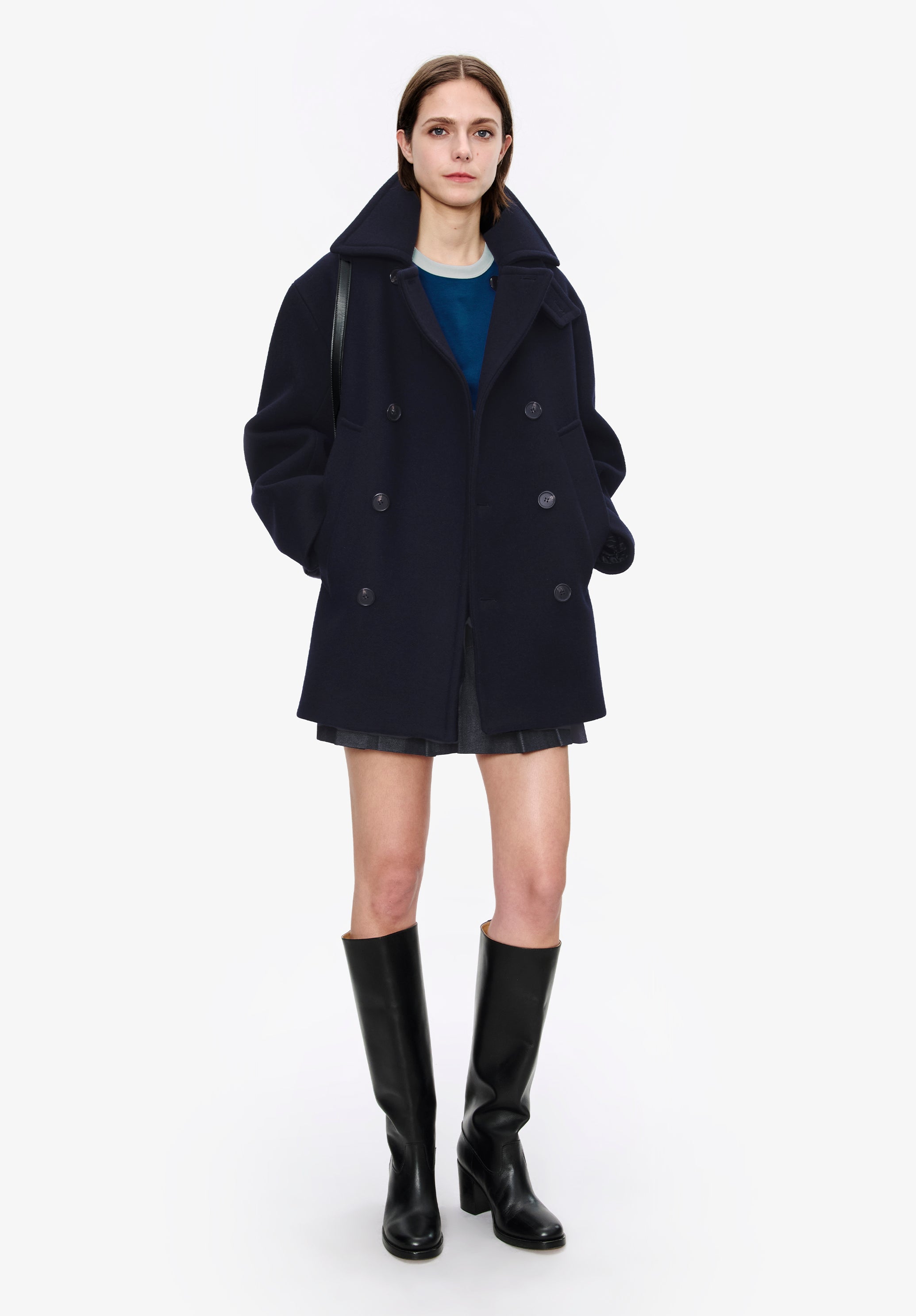 Recycled wool pea coat - 1