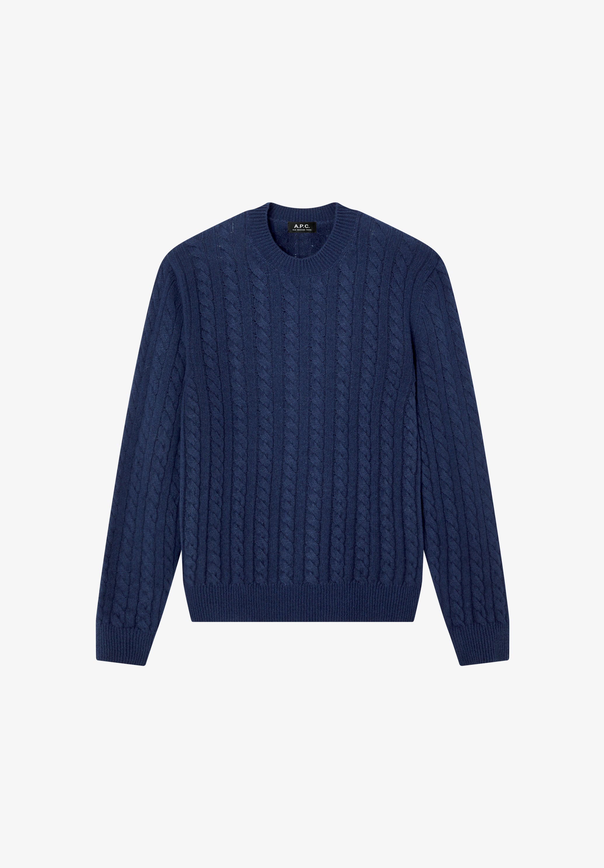 Oversized navy blue cable-knit sweater - 0