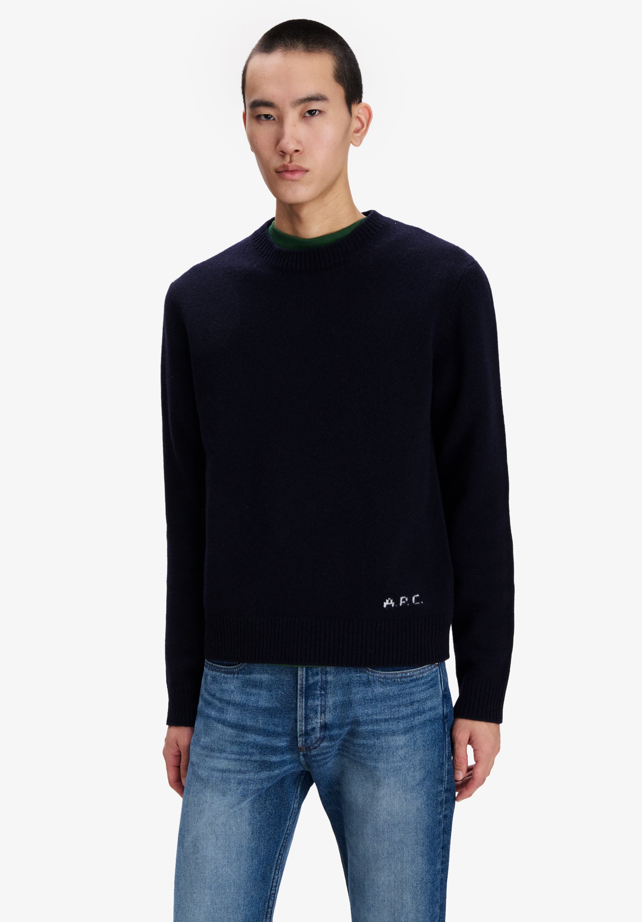 Loose navy blue wool sweater - 3