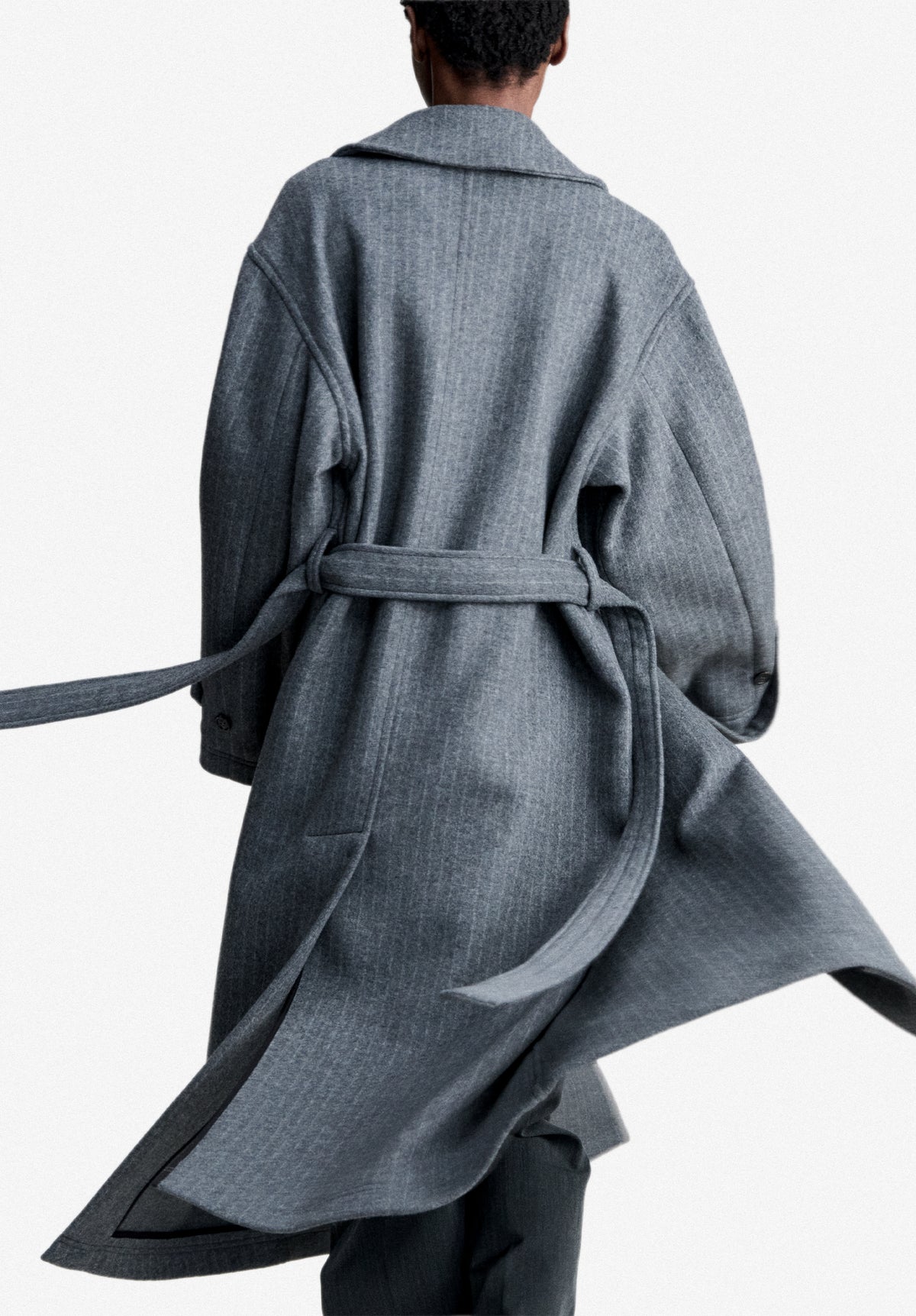 Oversized grey coat in recycled Italian wool - 4
