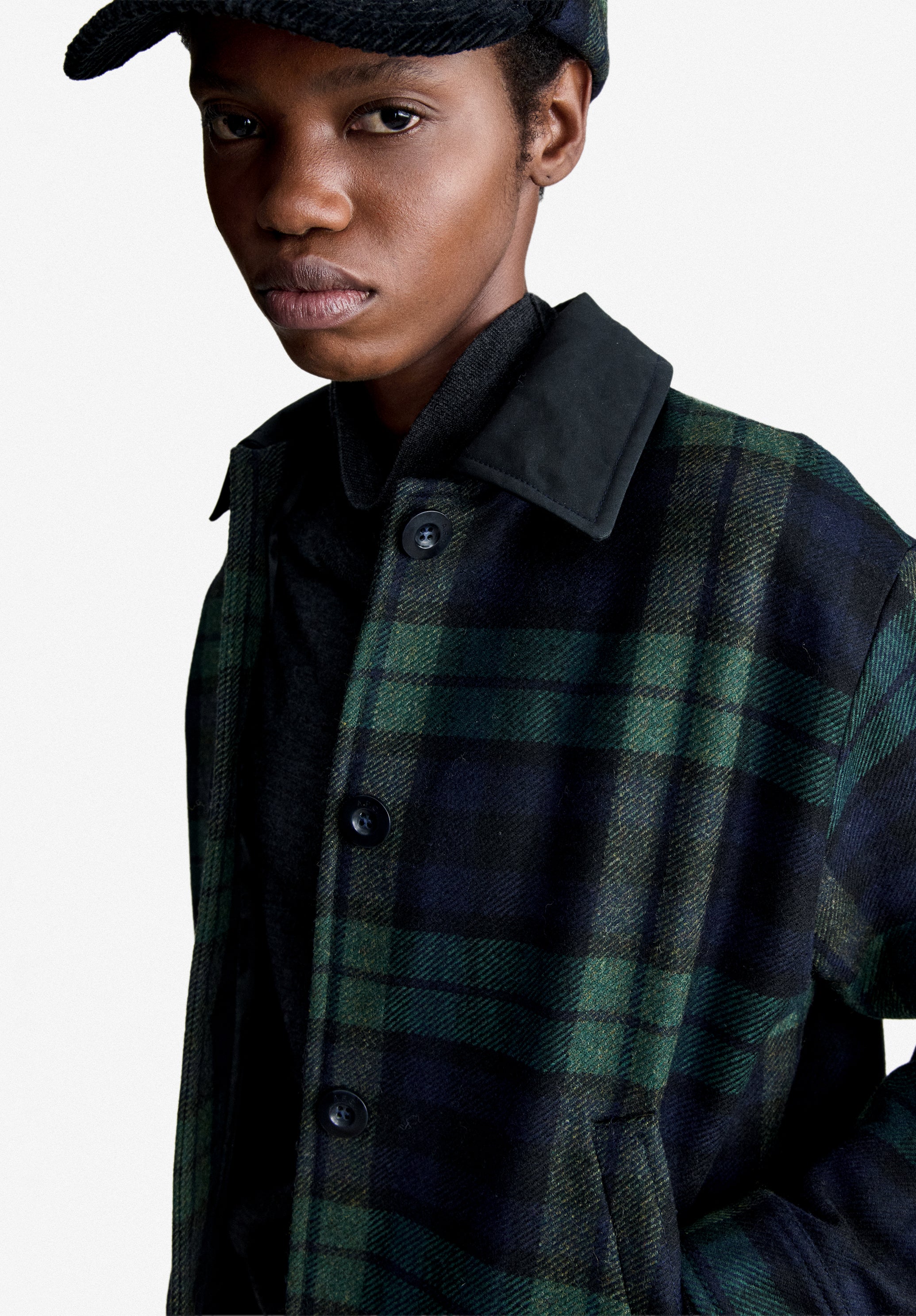 Navy blue checked jacket - 4
