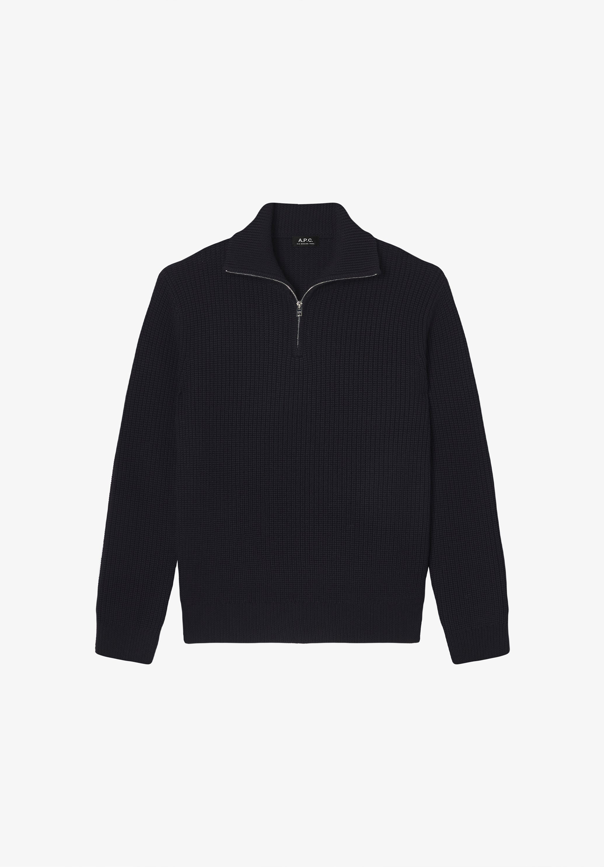Marineblauer Pullover mit Reißverschlusskragen