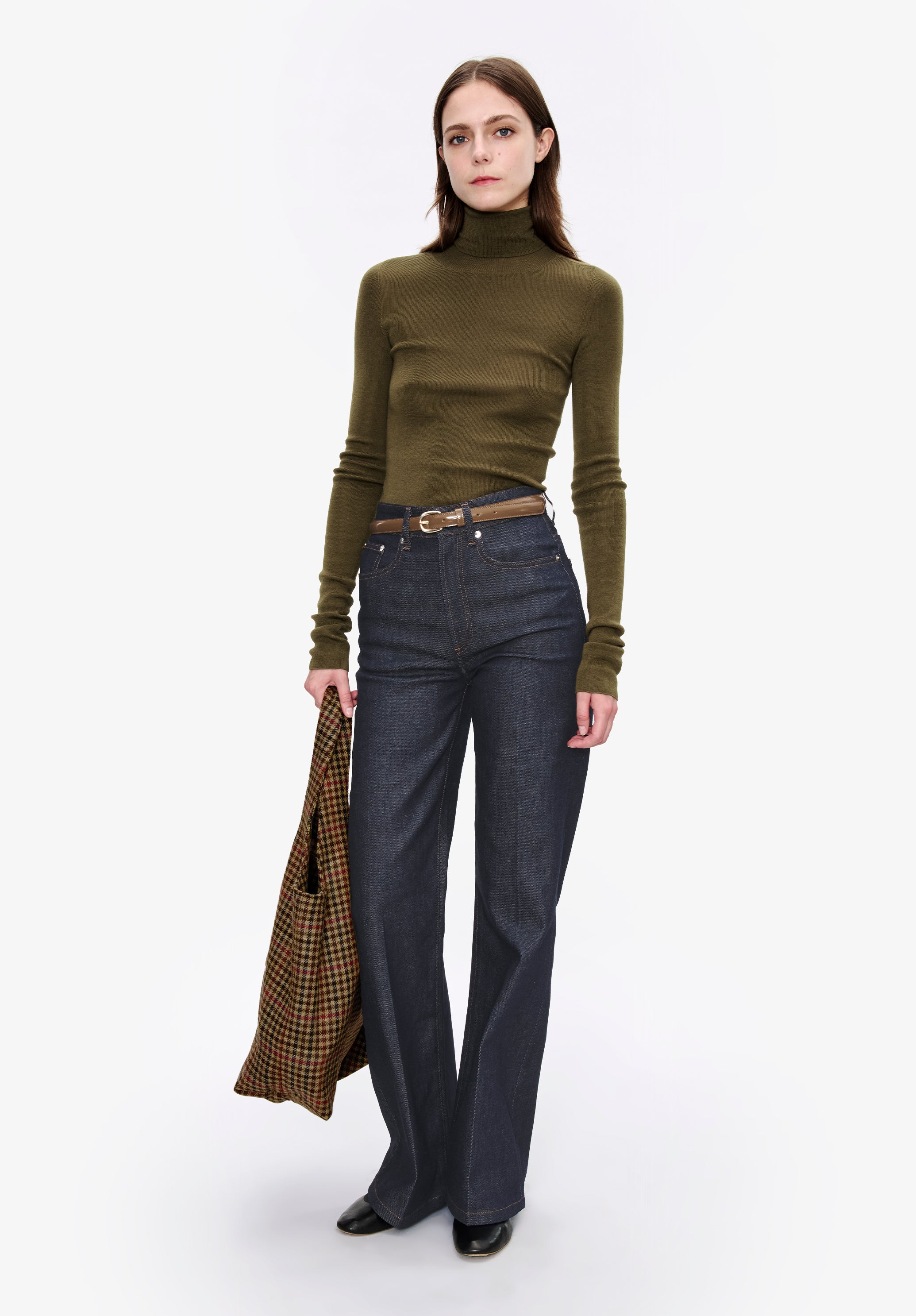 Narrow-rib polo neck jumper - 1