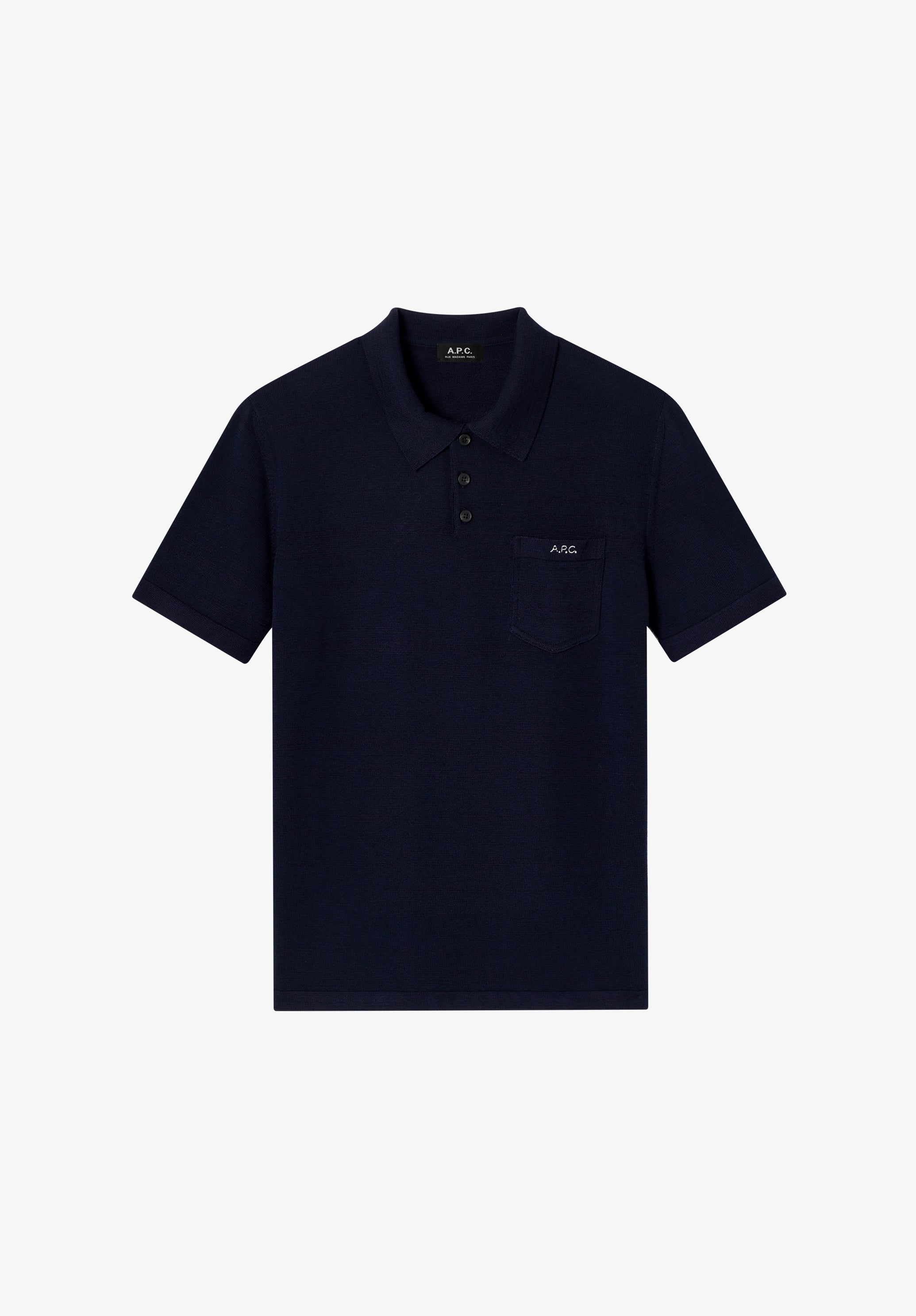 Navy blue merino wool polo - 0