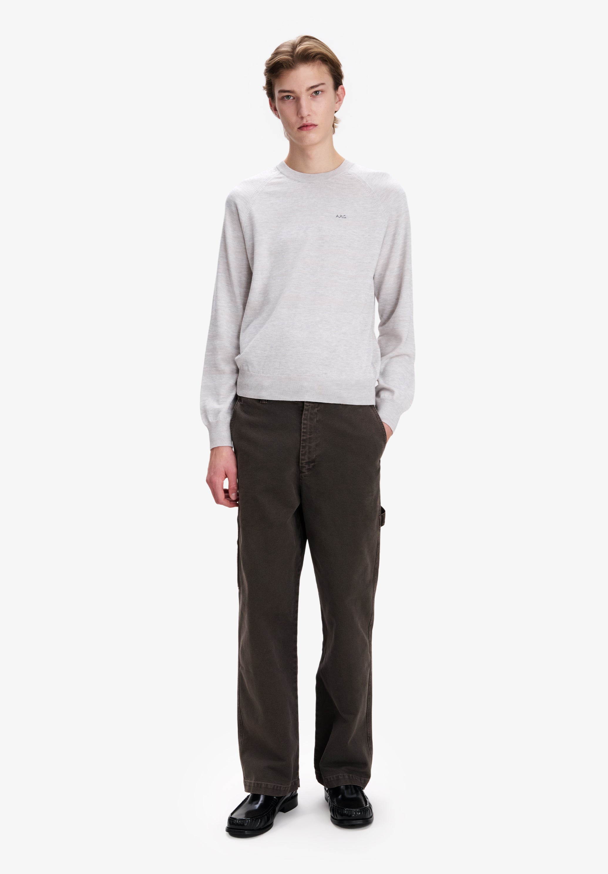 Heather grey raglan-sleeve sweater - 1