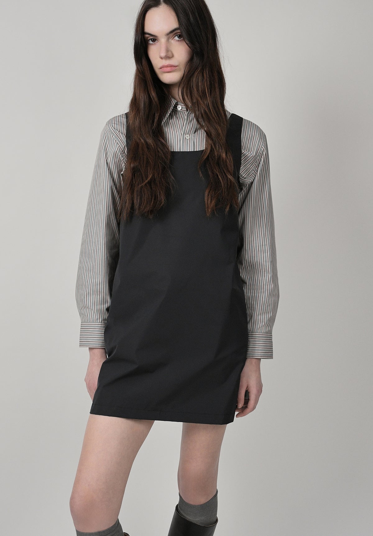 Robe chasuble en taffetas bleu marine