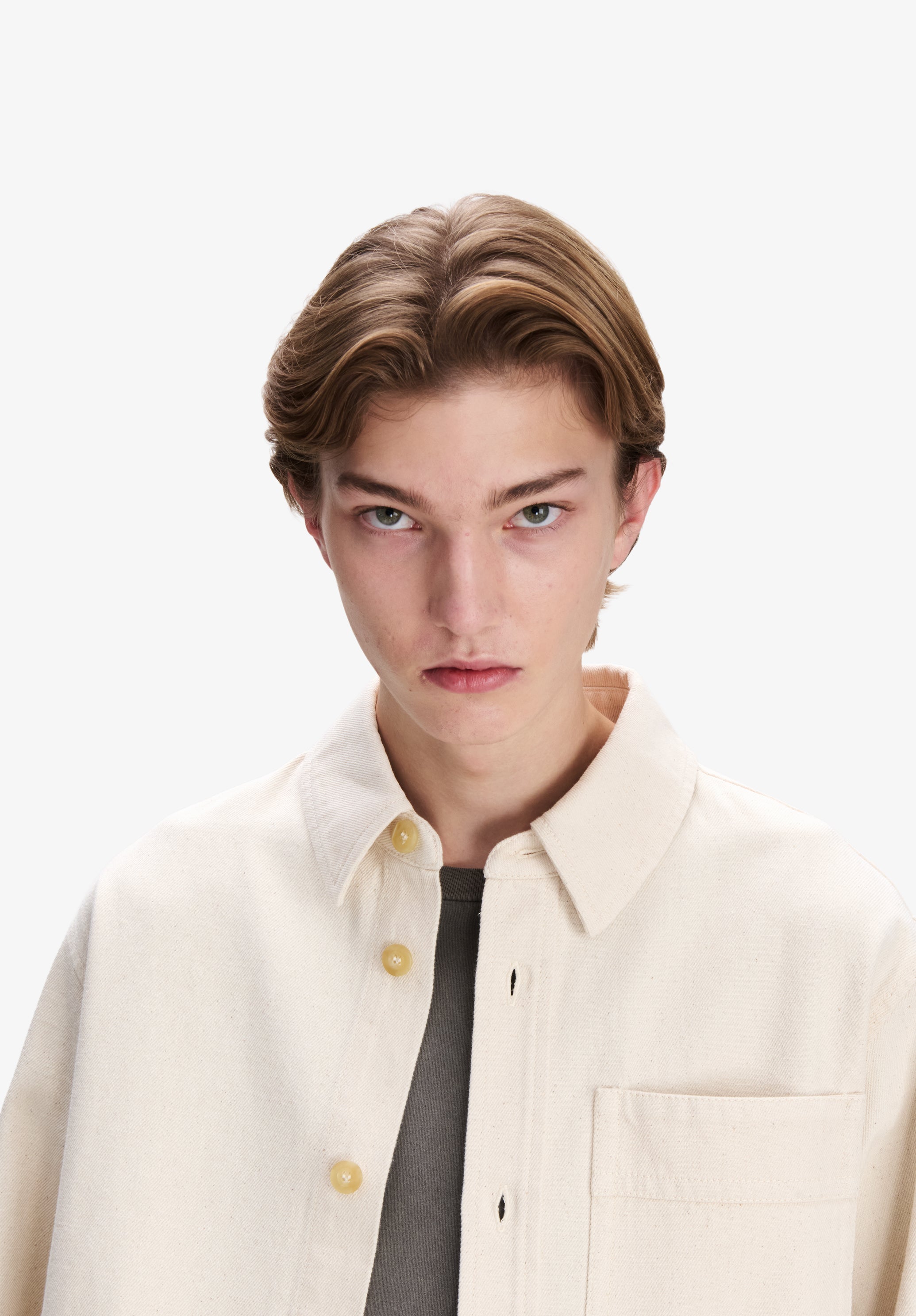 Loose off-white denim overshirt - 4