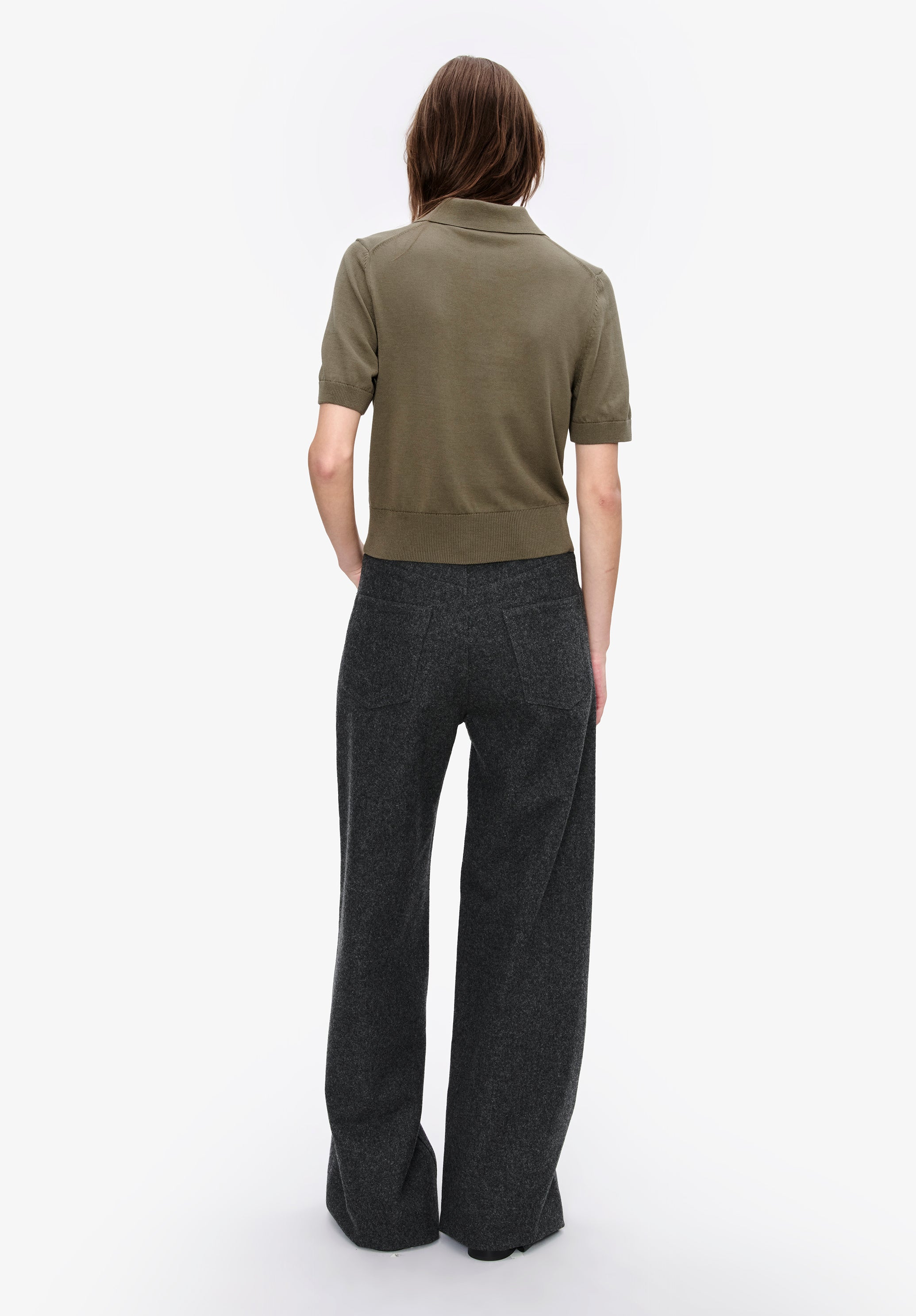 Solid-colour polo shirt in cotton crepe - 3