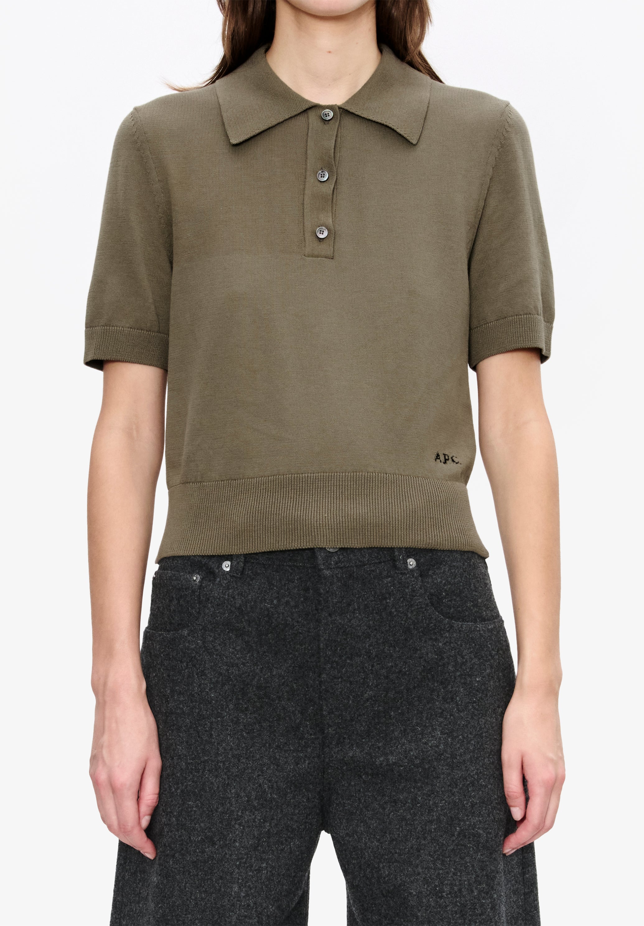 Solid-colour polo shirt in cotton crepe - 4