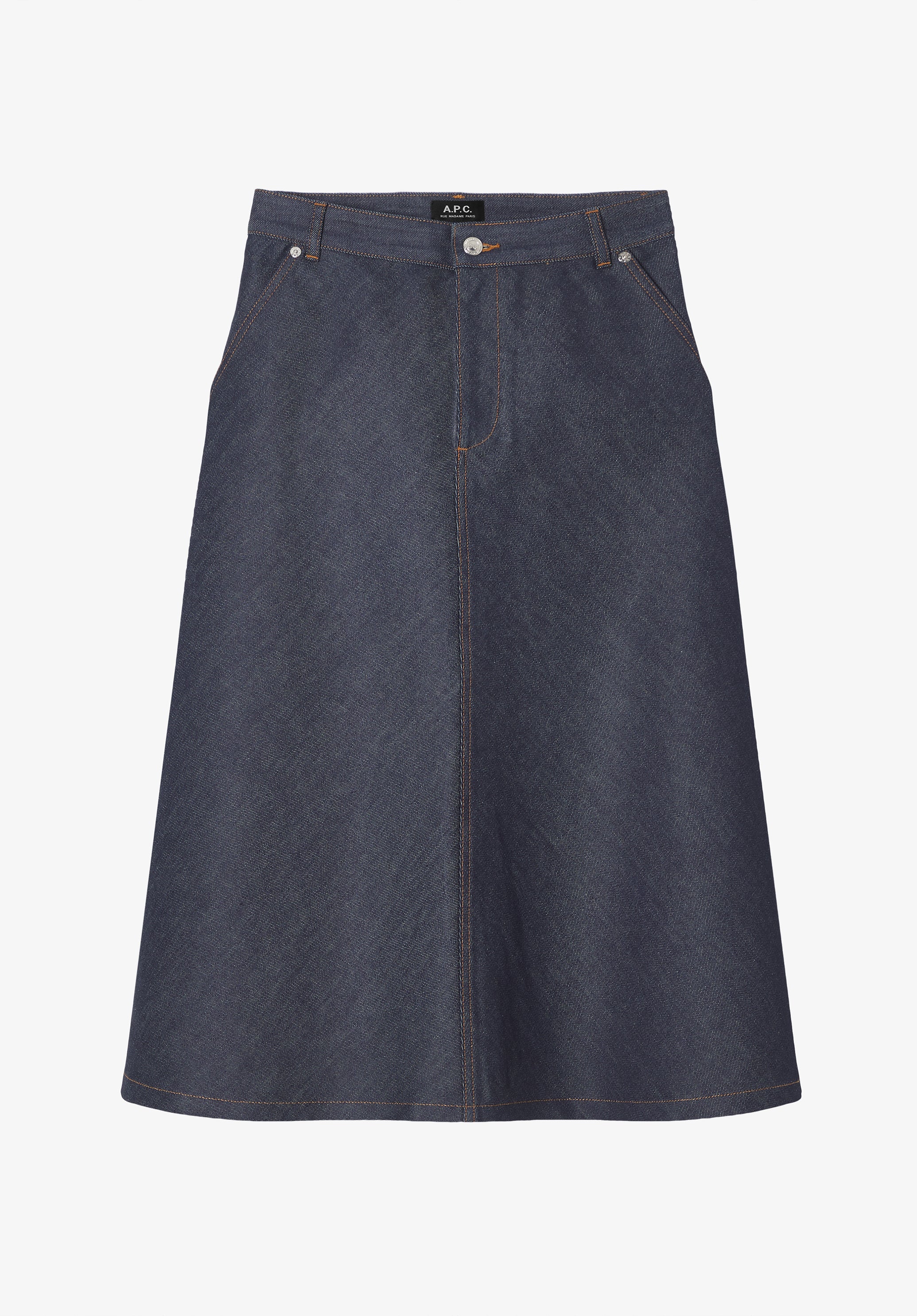 Flared skirt in indigo blue Japanese denim - 0