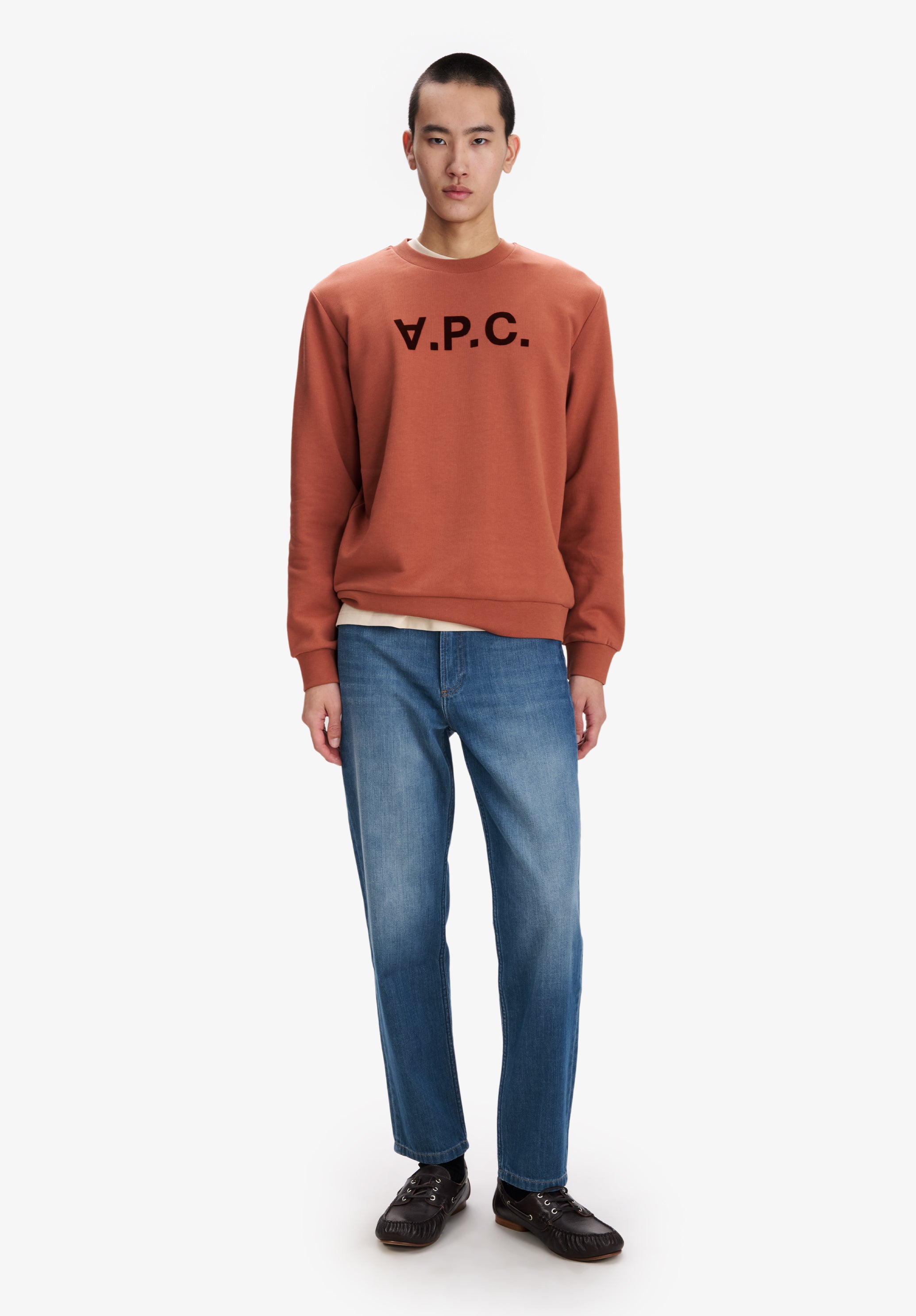 Brick red sweatshirt with V.P.C. logo - 1
