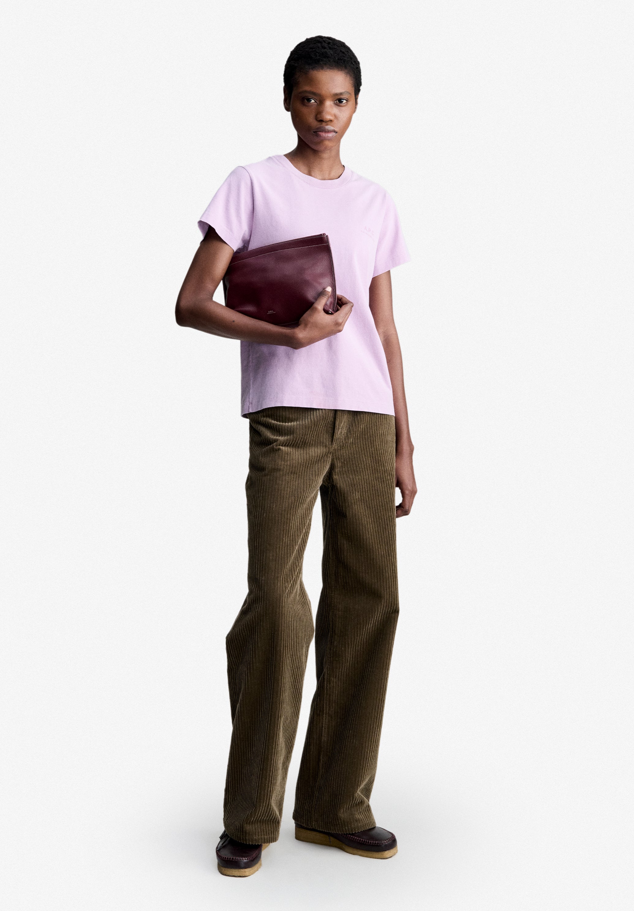 Pale pink T-shirt with A.P.C. Rue Madame logo - 1