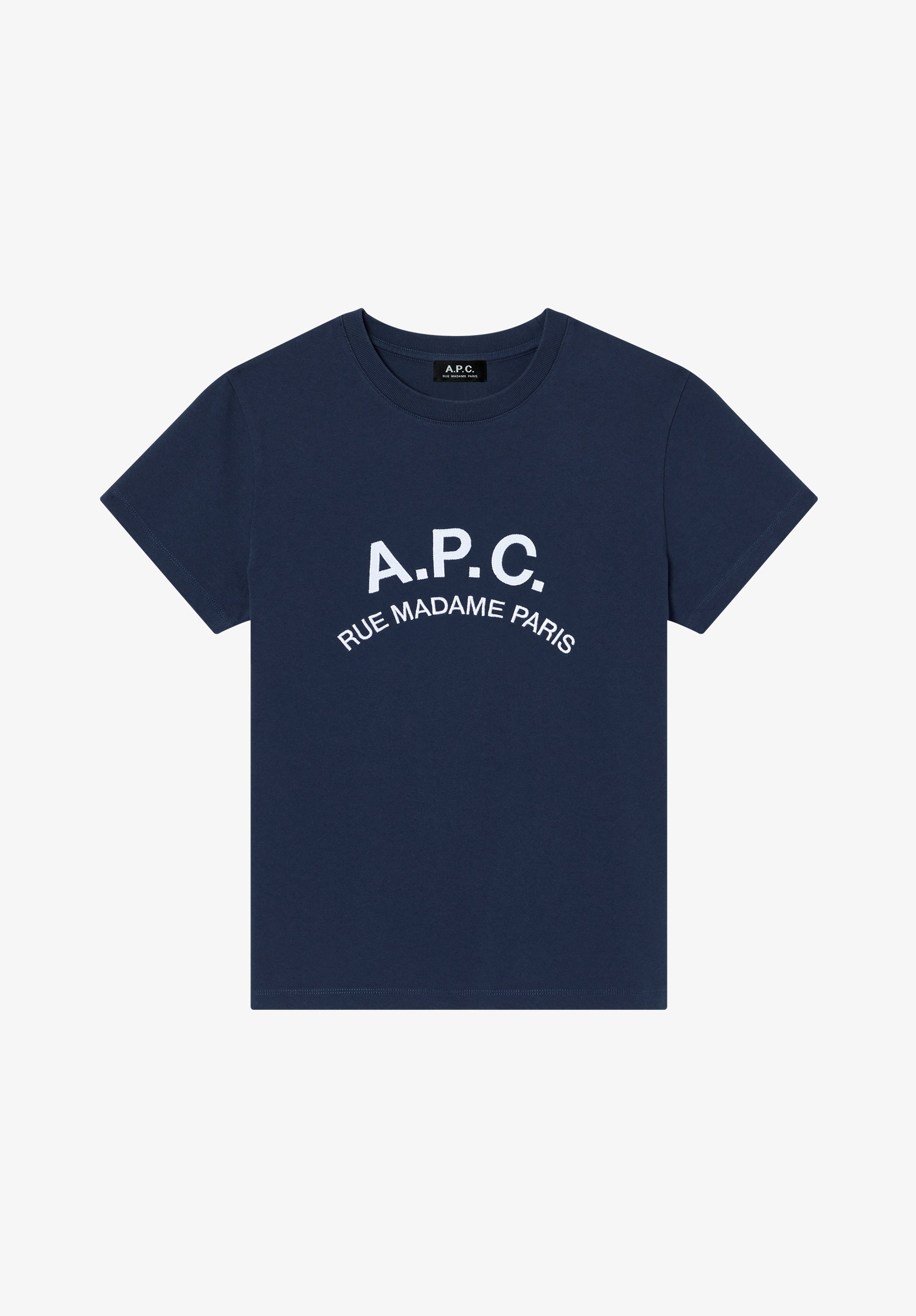 Navy blue t-shirt with vintage-effect A.P.C. logo - 0