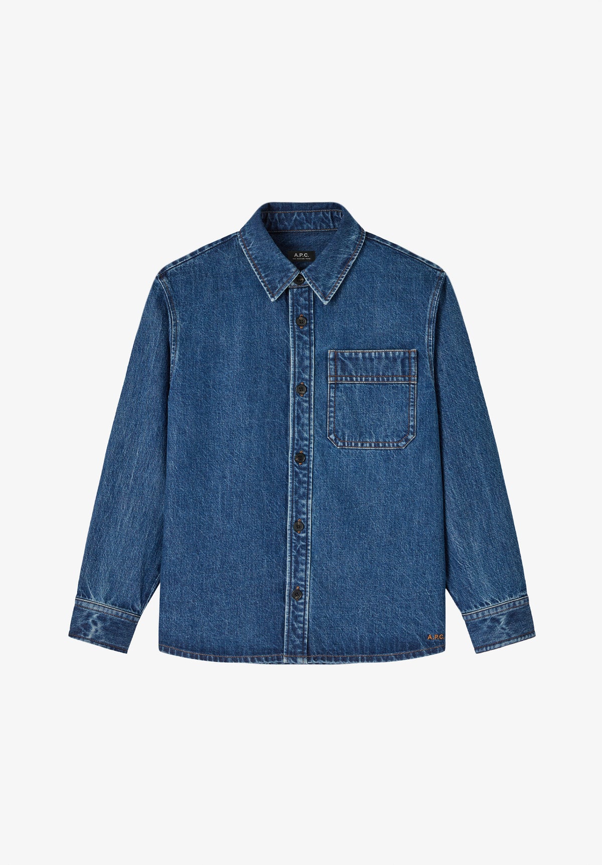 Loose-fit overshirt in faded indigo denim