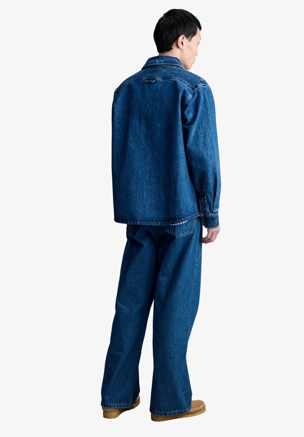 Loose-fit overshirt in faded indigo denim - 2