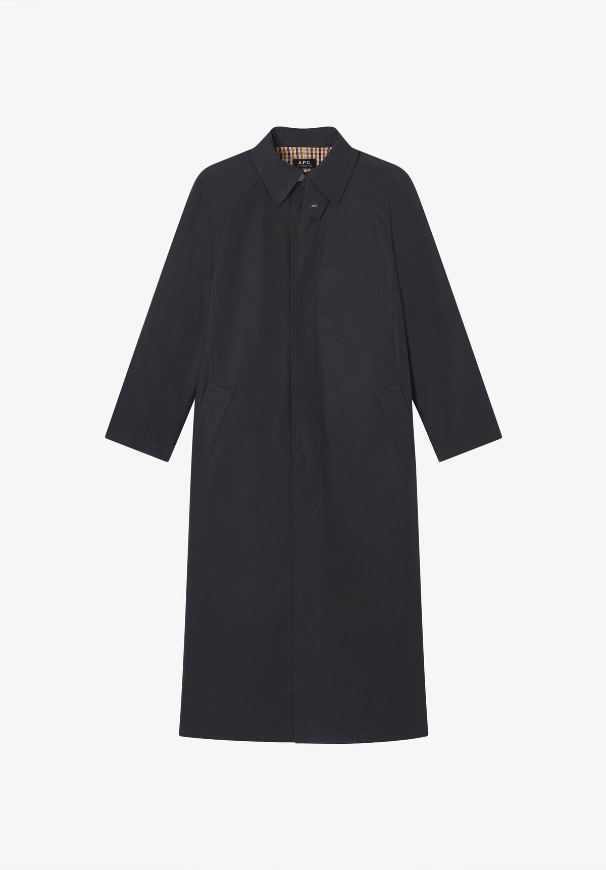 Loose-fit black mac in water-repellent waxed cotton - 0