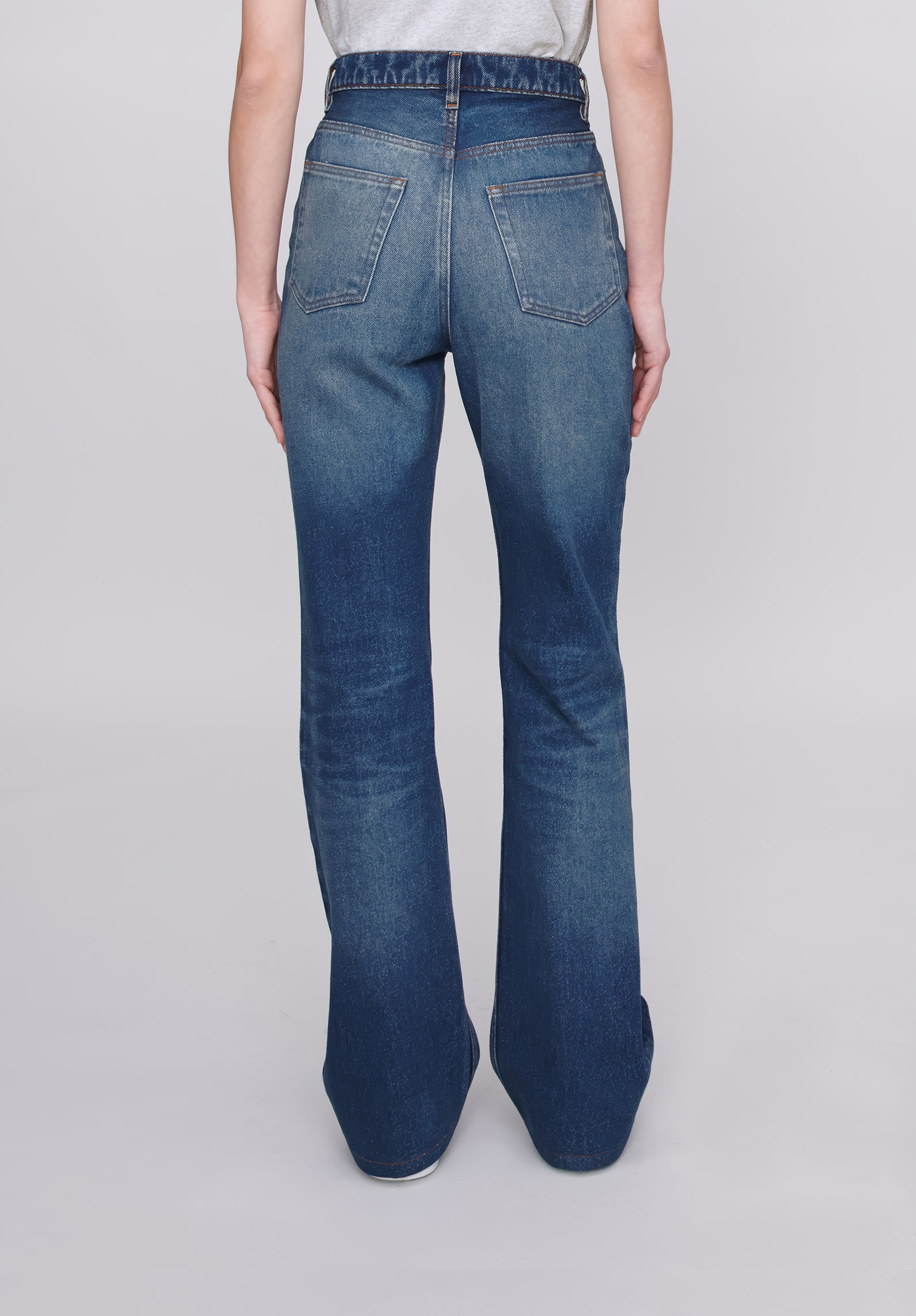 【GRAILZ】RAW EDGE DENIM FLARE PANTS [BLUE] f9b6372118d3602b61fb8fe290398a