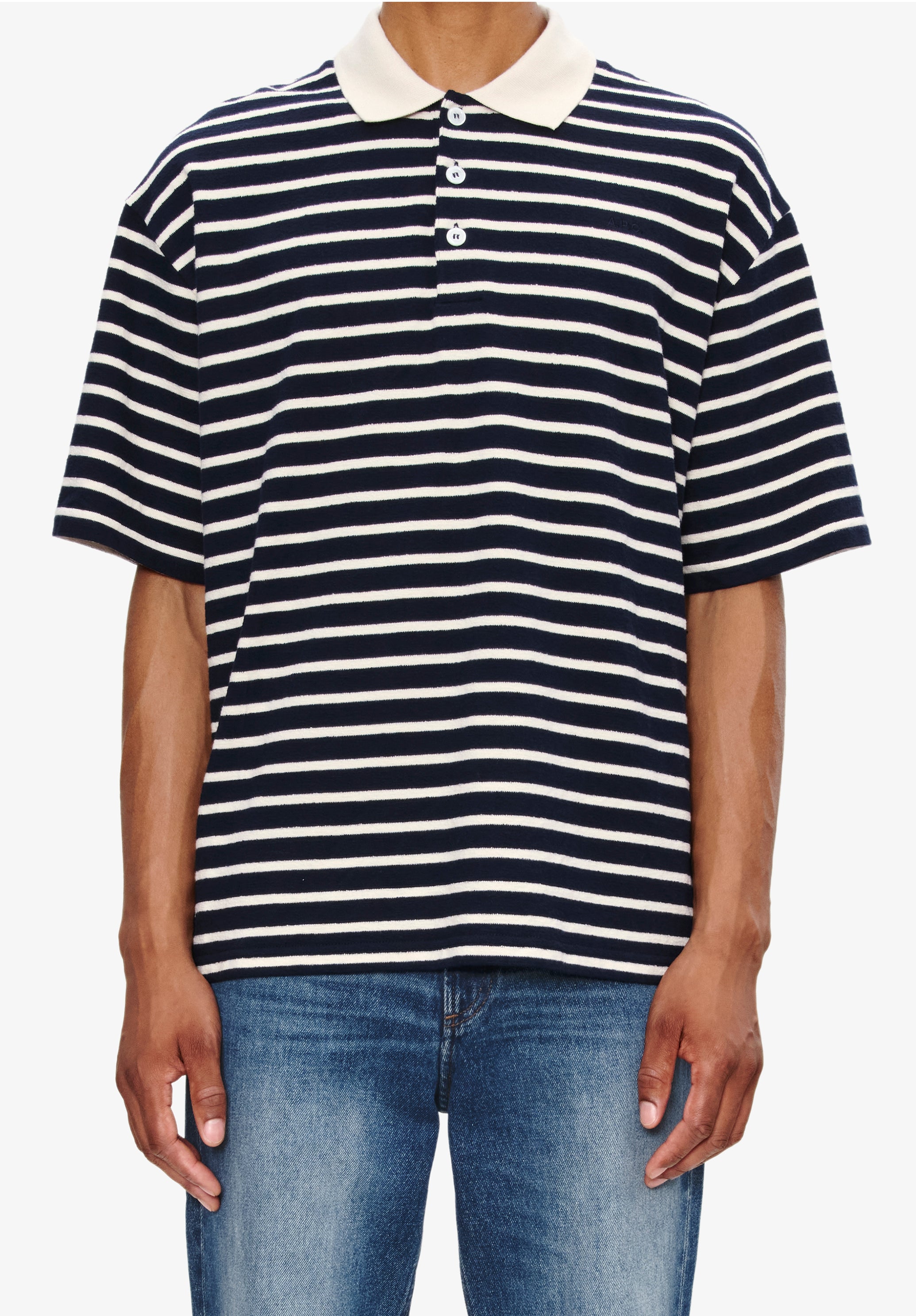 Striped polo shirt with contrasting collar - 4