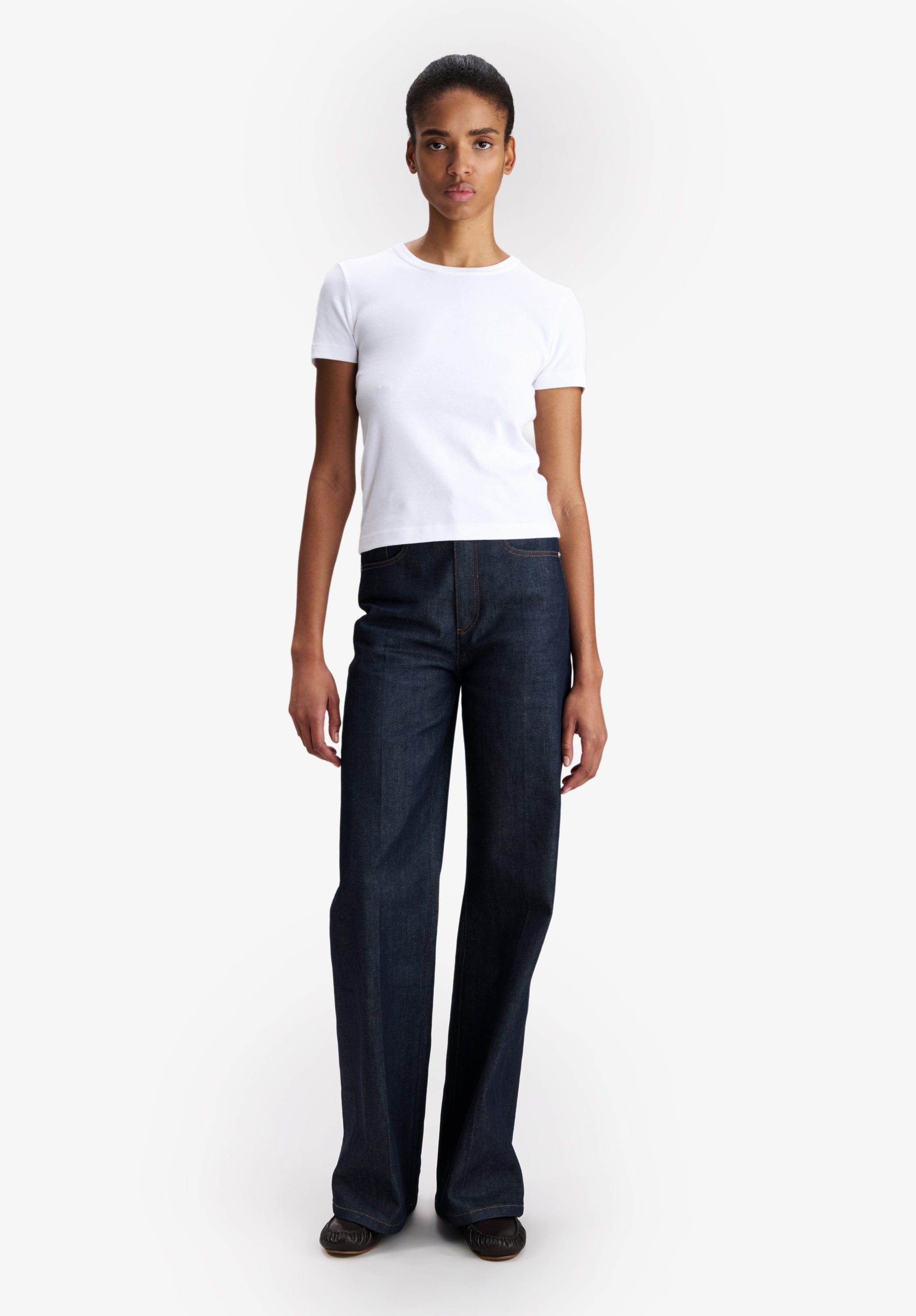 Fitted white organic cotton t-shirt - 1