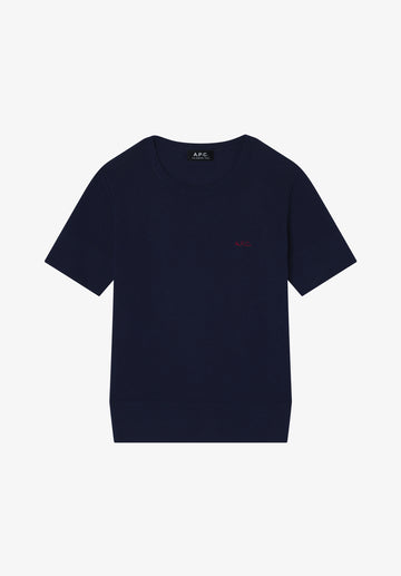 Fitted navy blue t-shirt with A.P.C. micro-logo