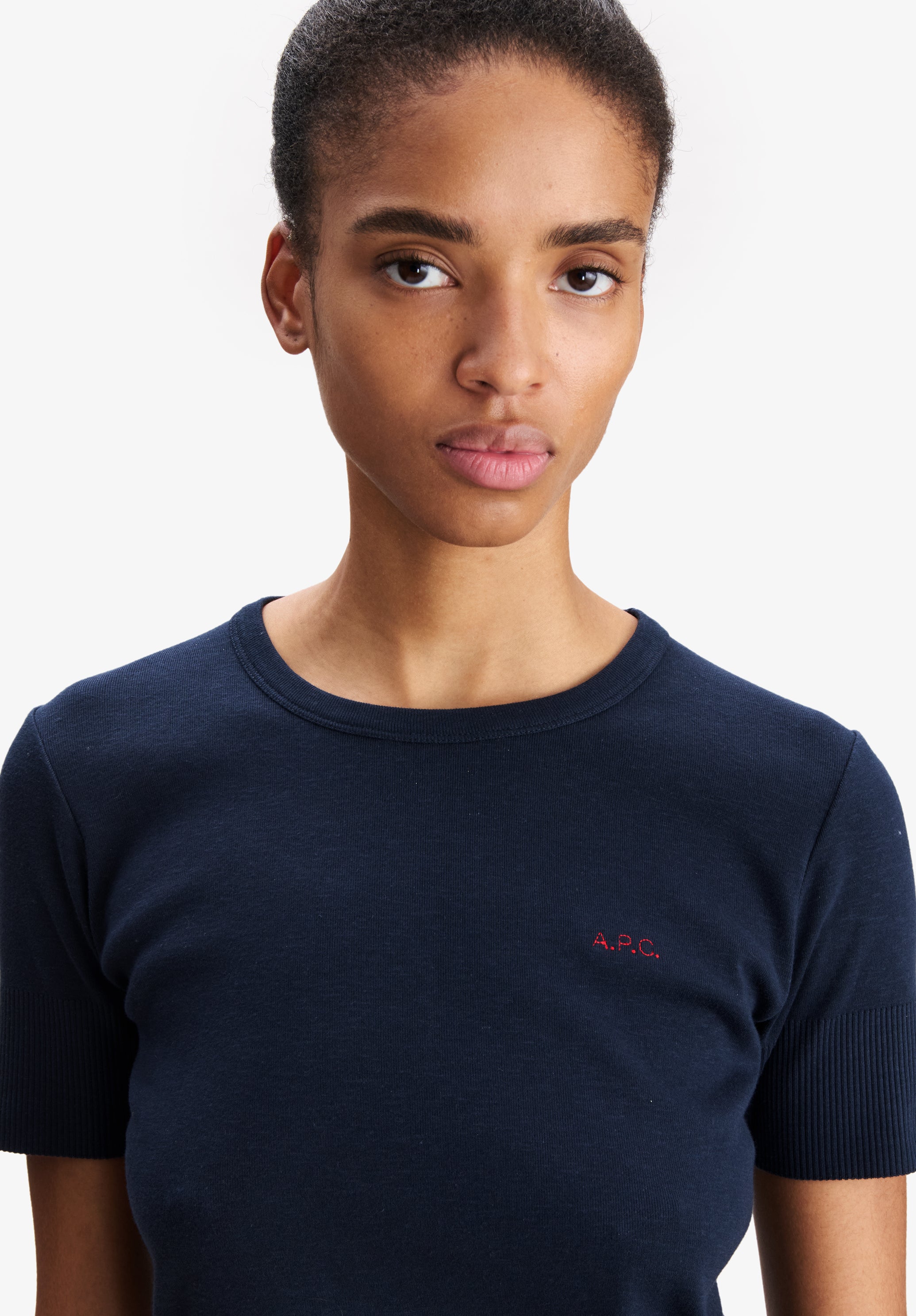 Fitted navy blue t-shirt with A.P.C. micro-logo - 3