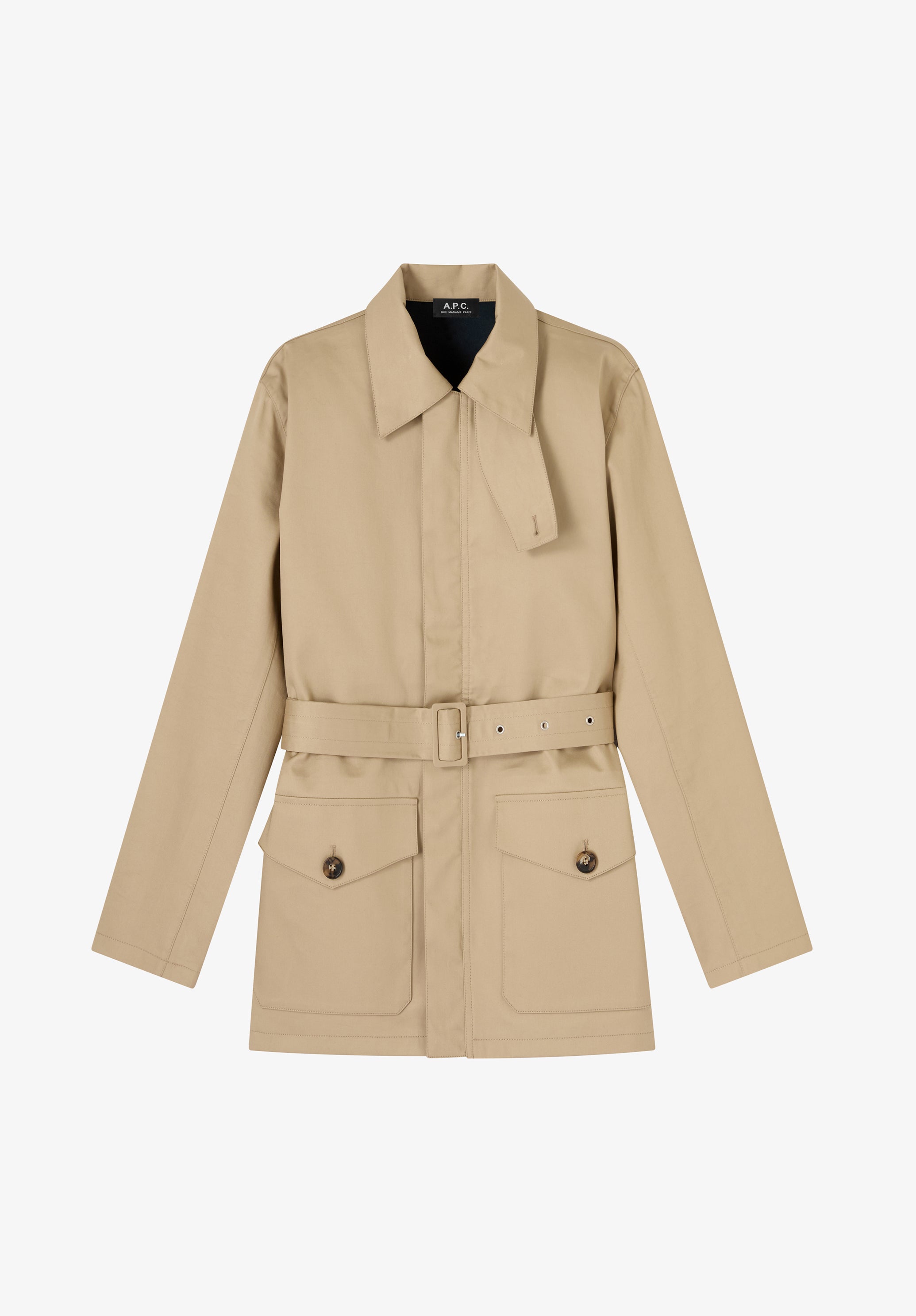 Modern beige cotton trench coat - 0