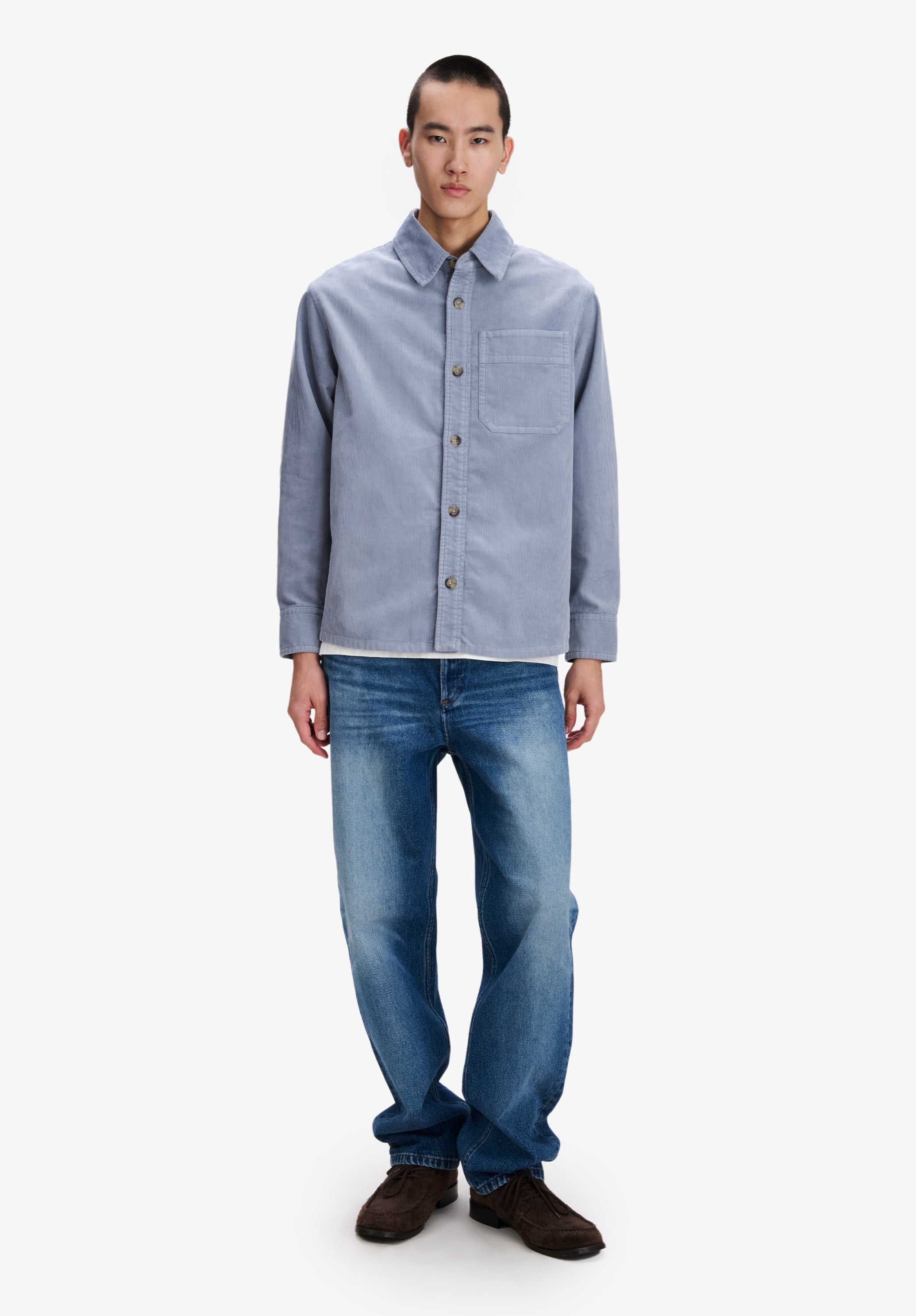Oversized overshirt in stone-washed corduroy - 3