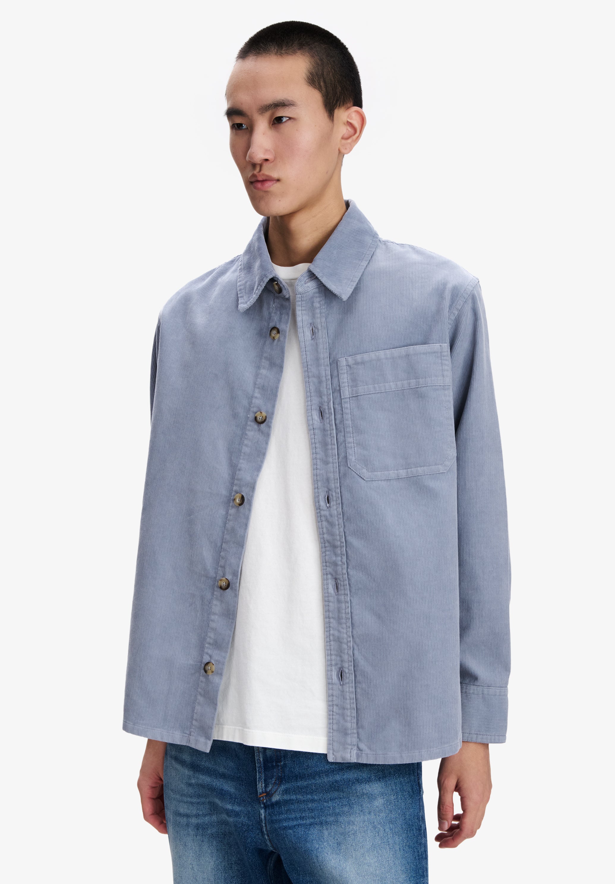 Oversized overshirt in stone-washed corduroy - 4