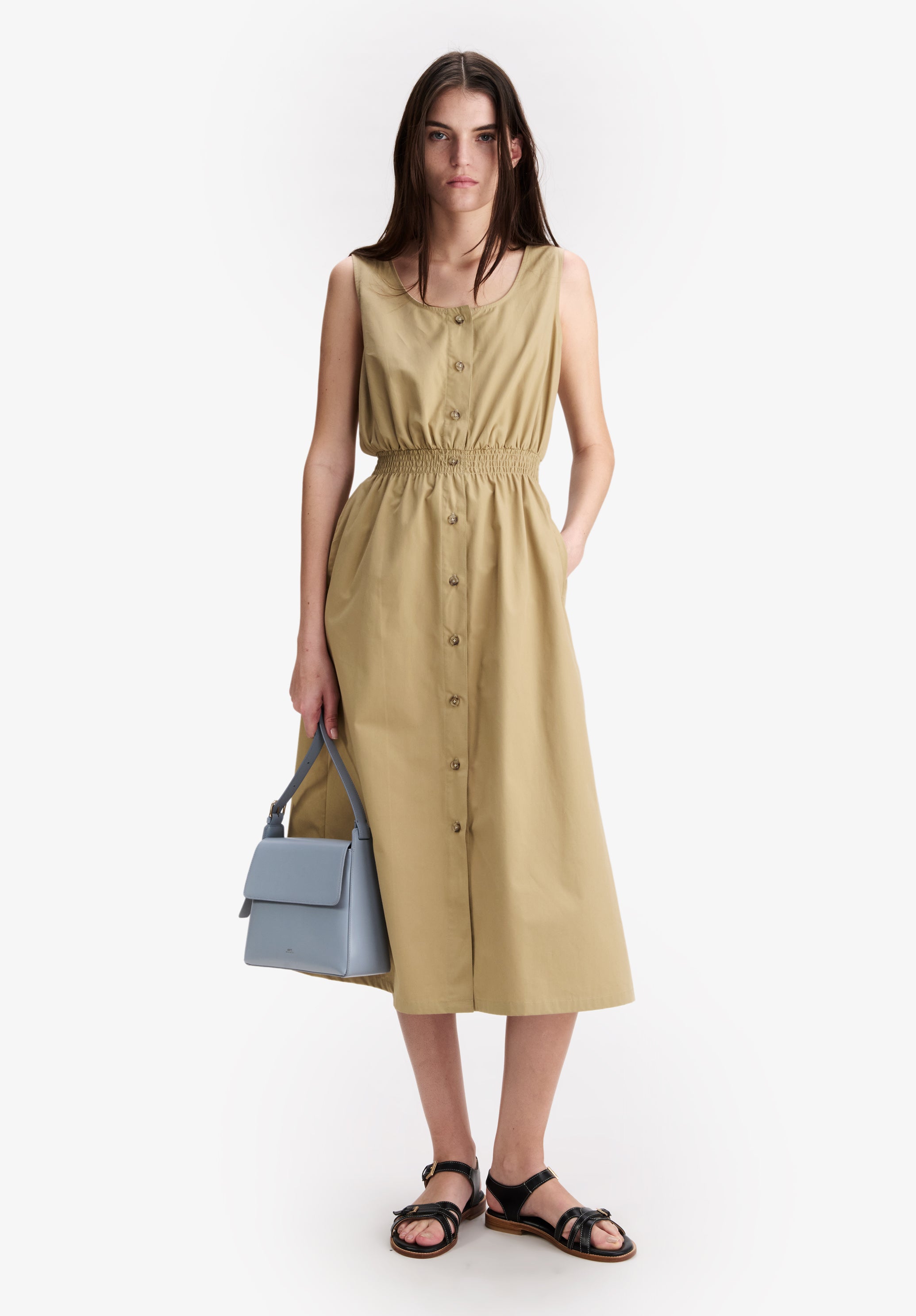 Sleeveless beige dress - 1