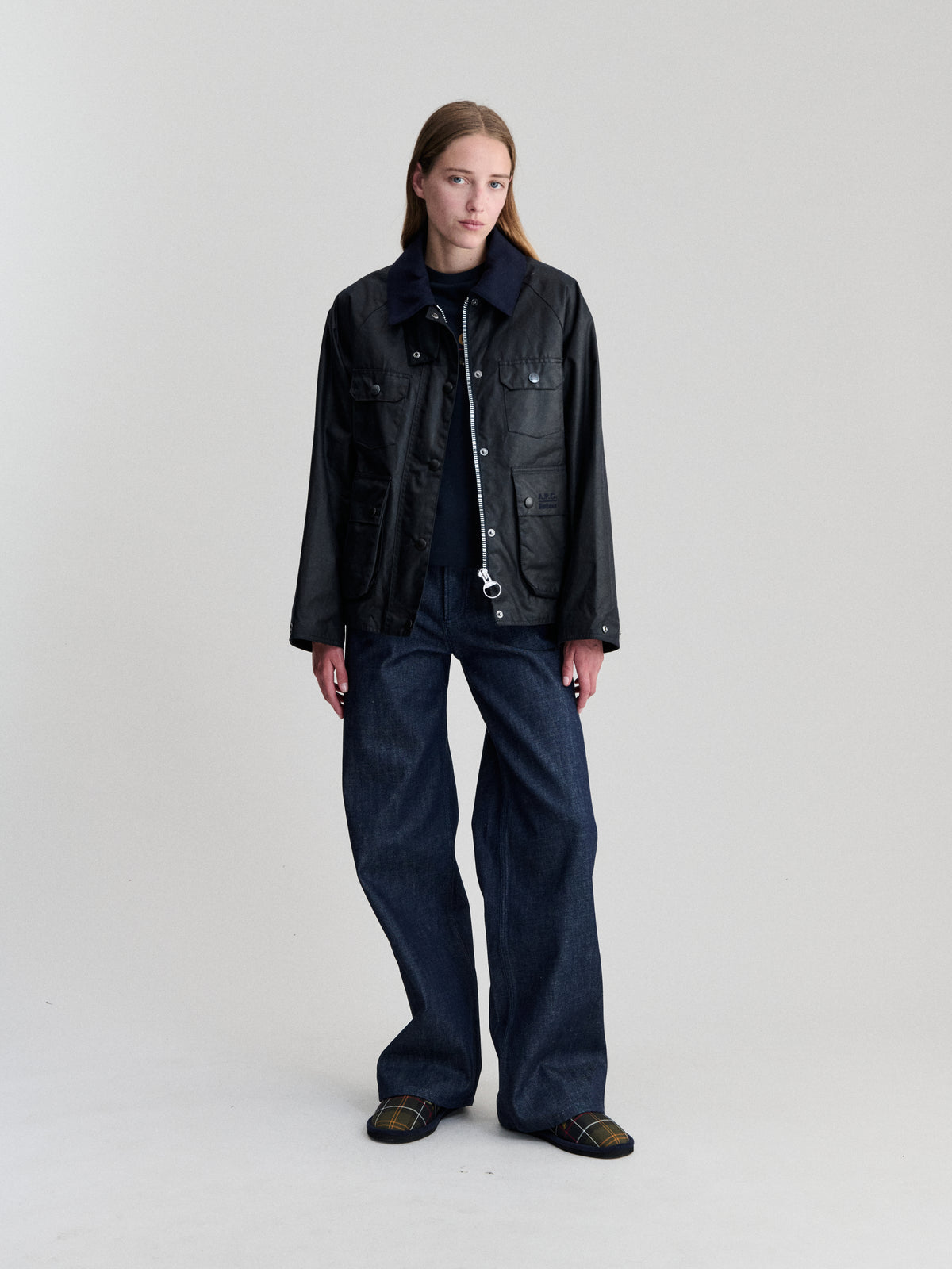 apc x barbour spey wax jacket