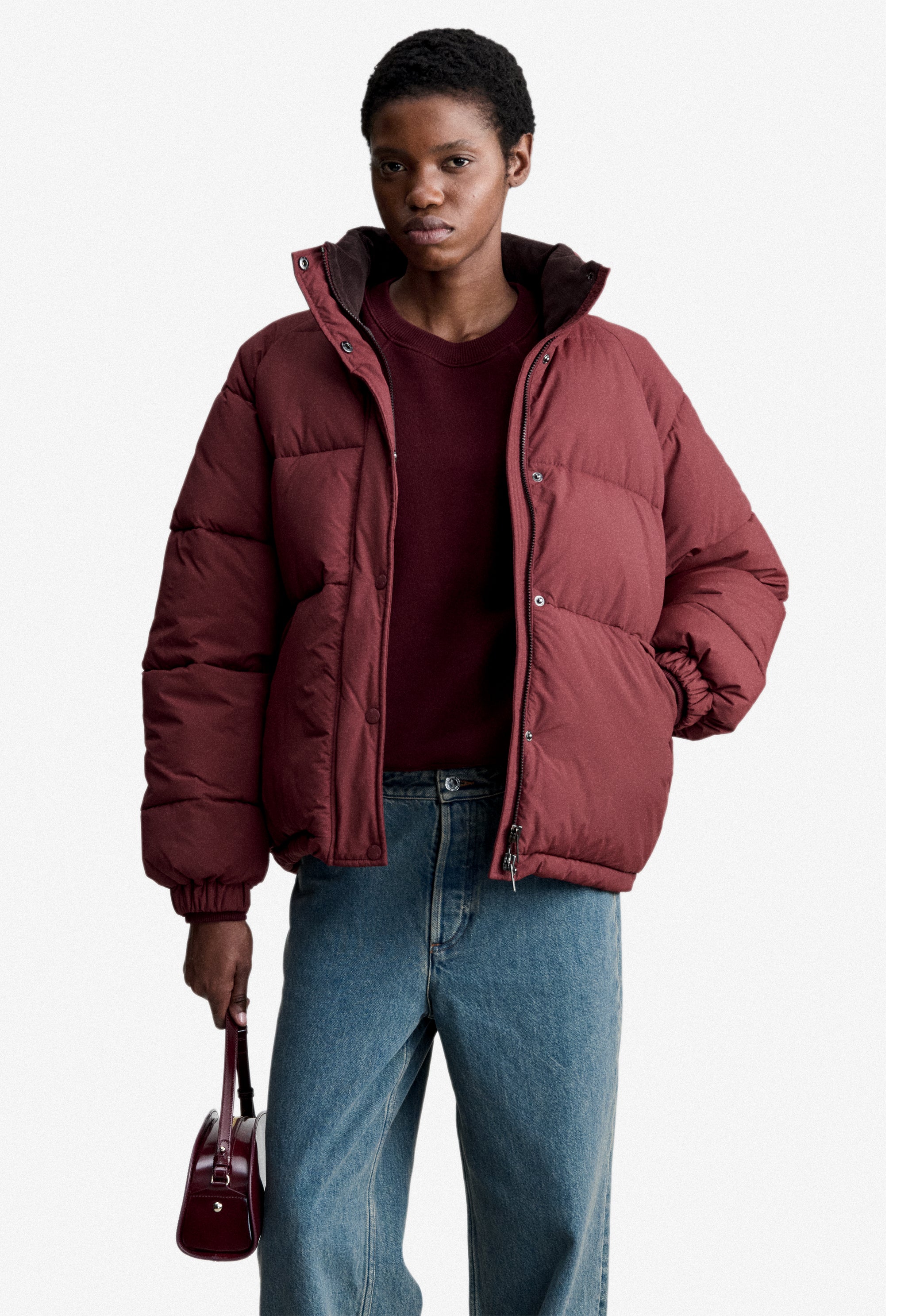 Burgundy water-repellent puffer jacket - 3