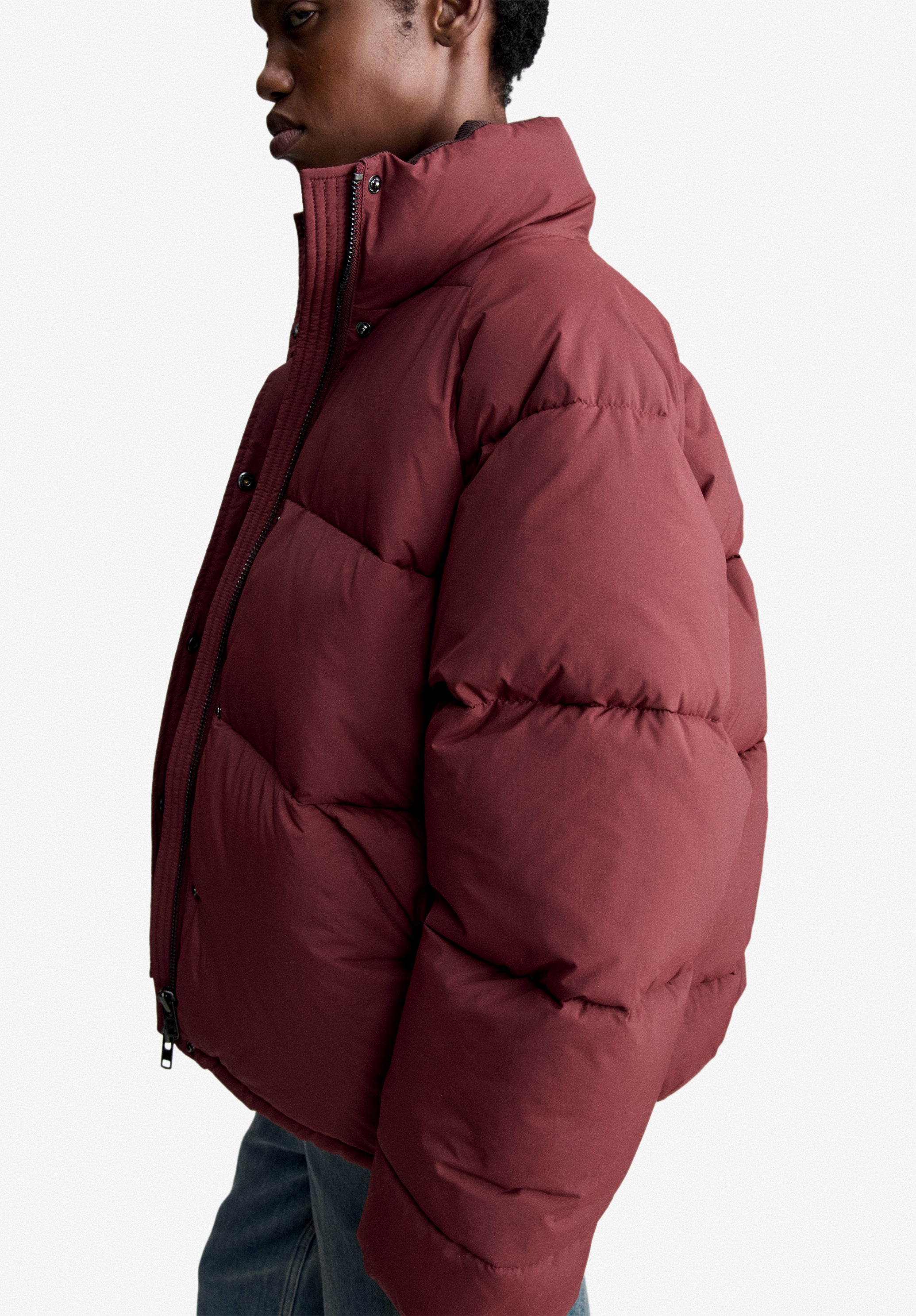 Burgundy water-repellent puffer jacket - 4