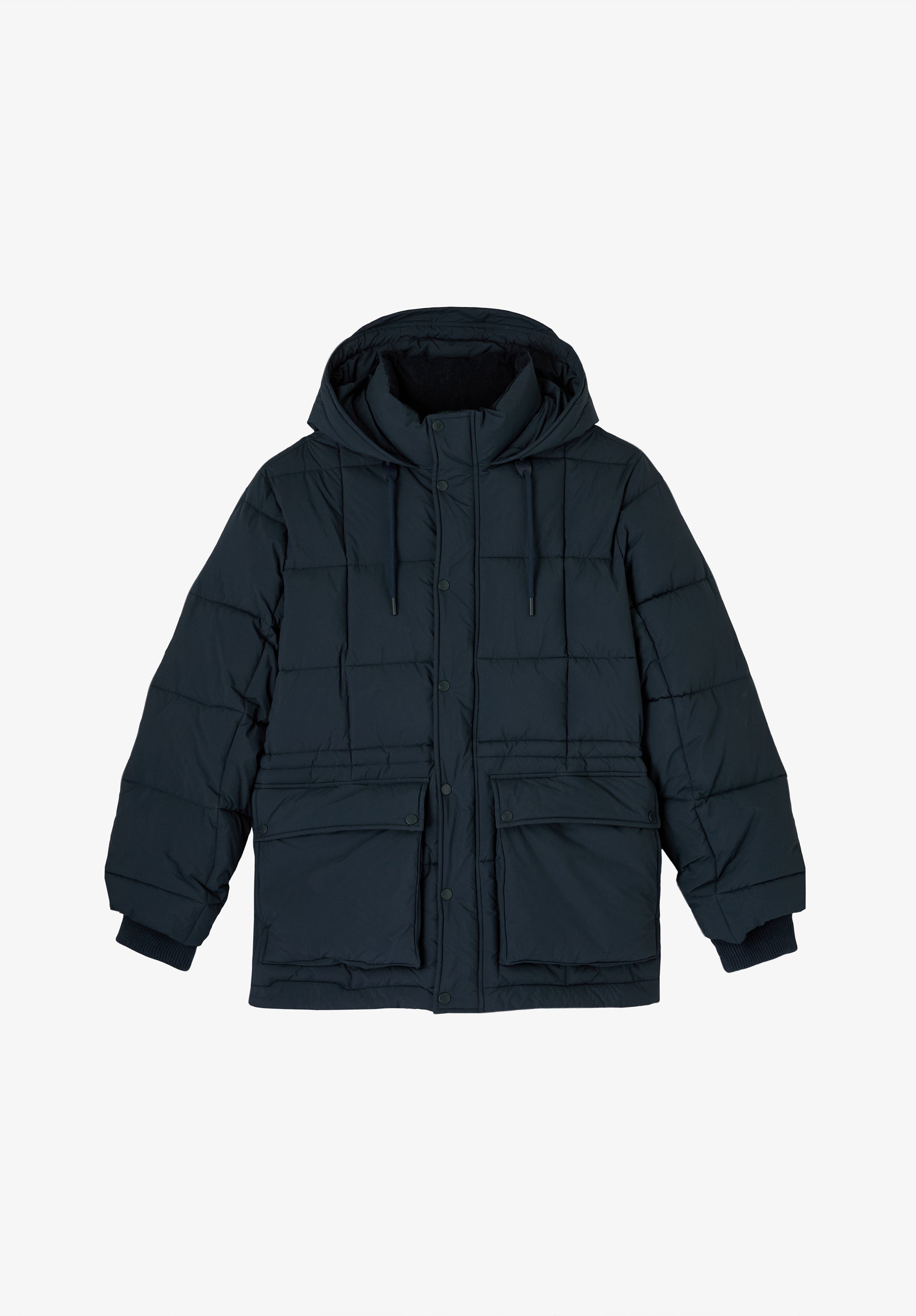 Navy blue water-repellent puffer jacket - 0